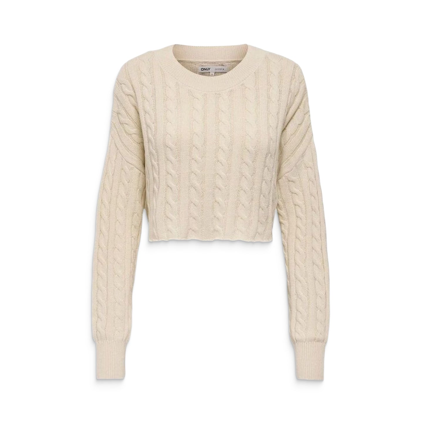 Only Birtie LS Short Cable O-Neck Knit Birch - 15350742BI