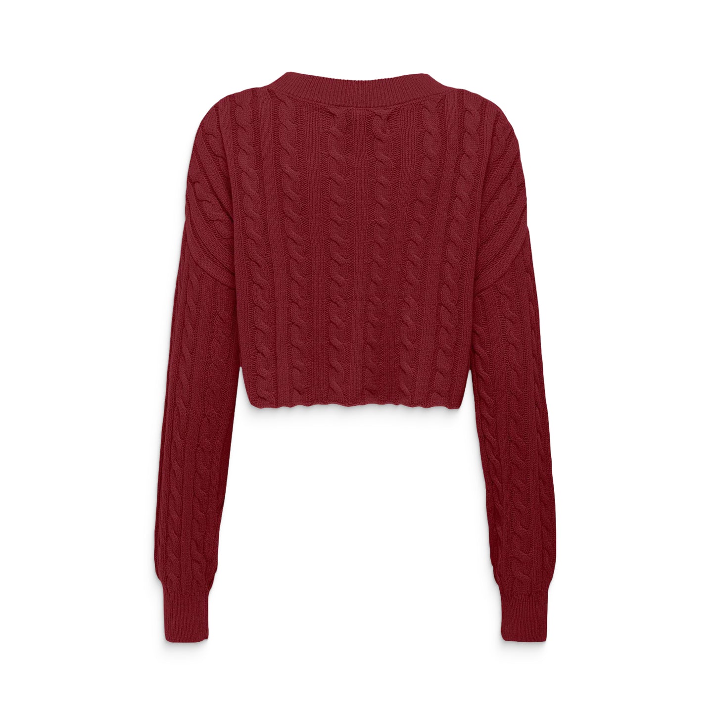 Only Birtie LS Short Cable O-Neck Knit Cabernet - 15350742C