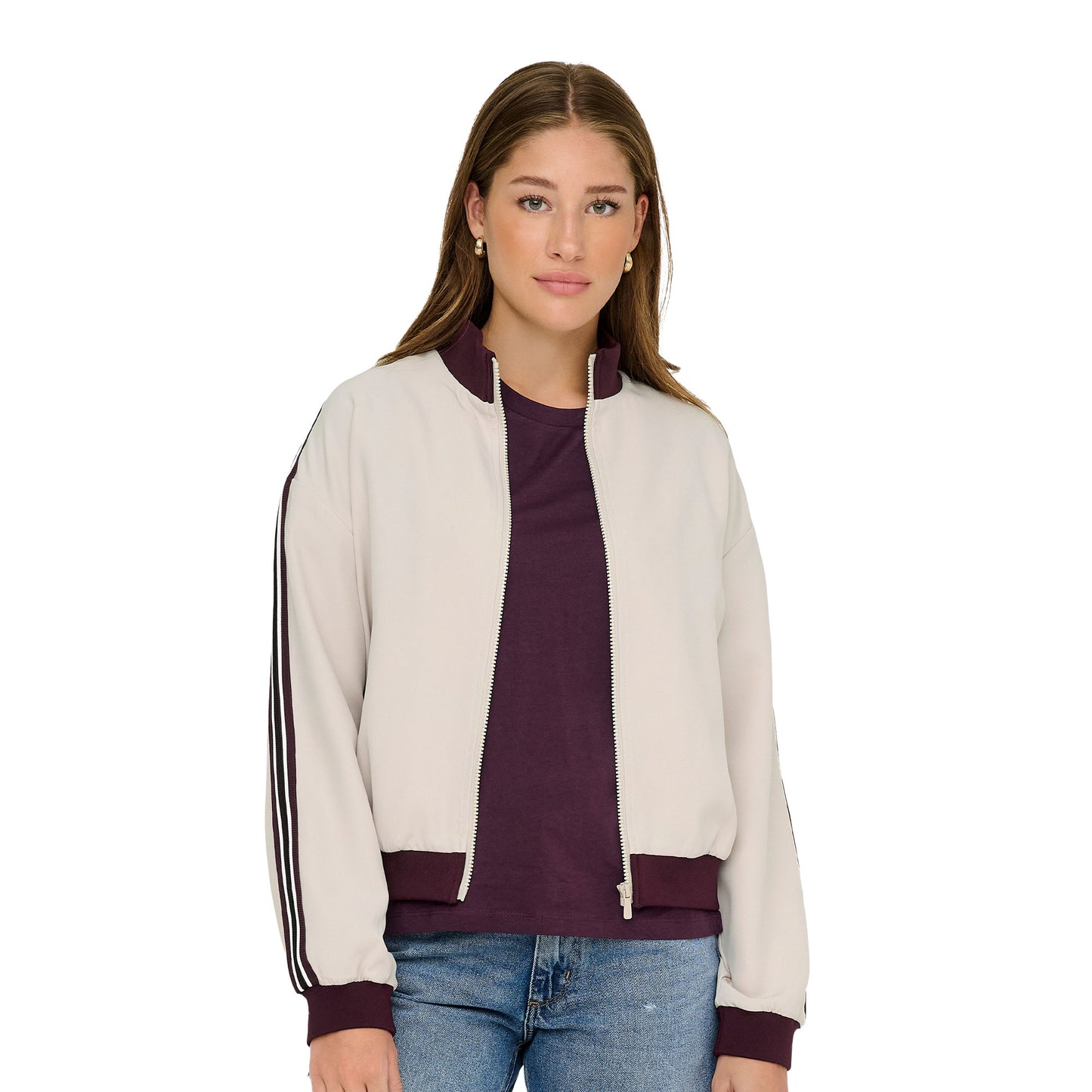 Only Mellie Life Panel Zip Jacket Pumice Stone - 15351239PS