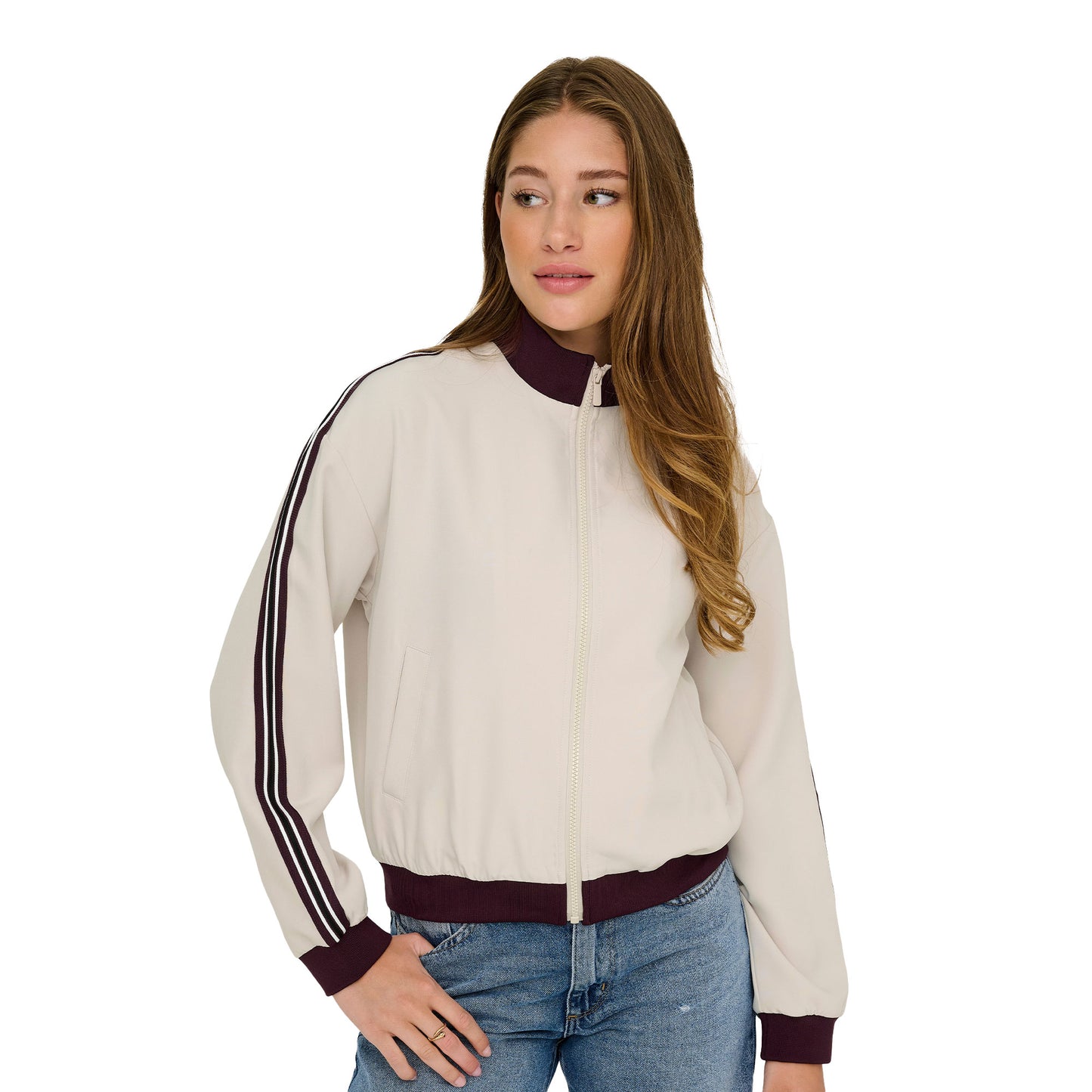 Only Mellie Life Panel Zip Jacket Pumice Stone - 15351239PS