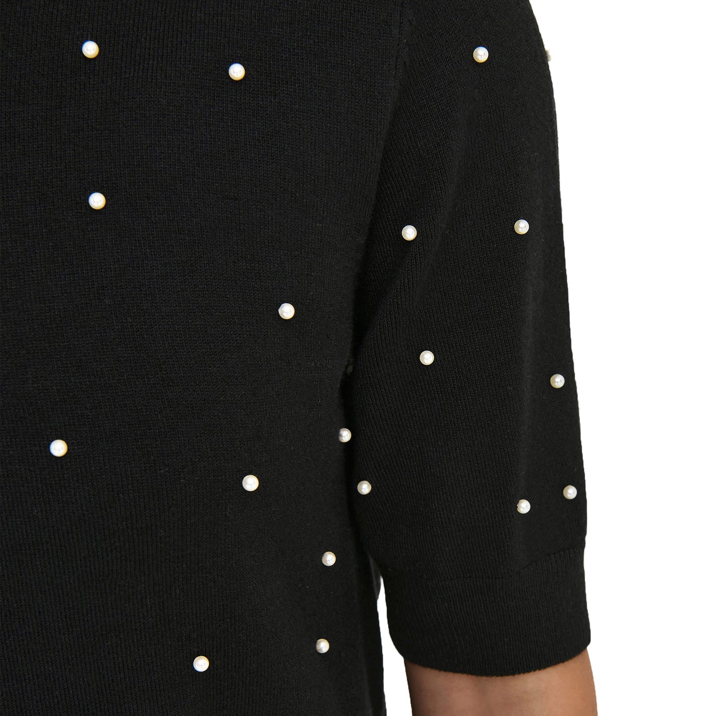 Only Venice Life SS Pearl O-Neck Knit Black - 15353016B