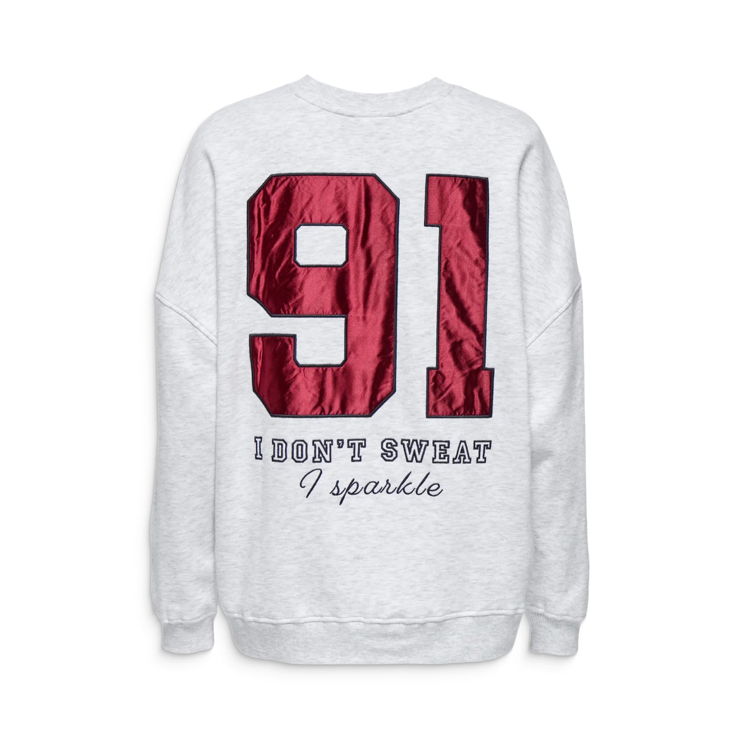 Only Rillo L/S Satin Print O-Neck Sweat Light Grey Melange - 15356047LGM