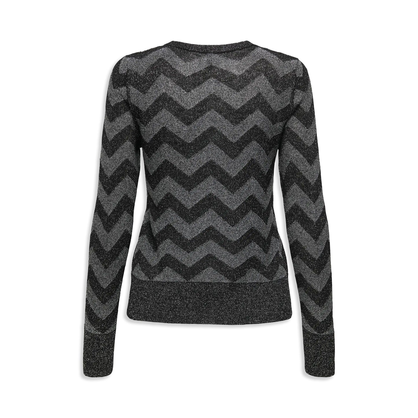 Only Jillo LS Zigzag O-Neck Glitter Knit Black  - 15358443B
