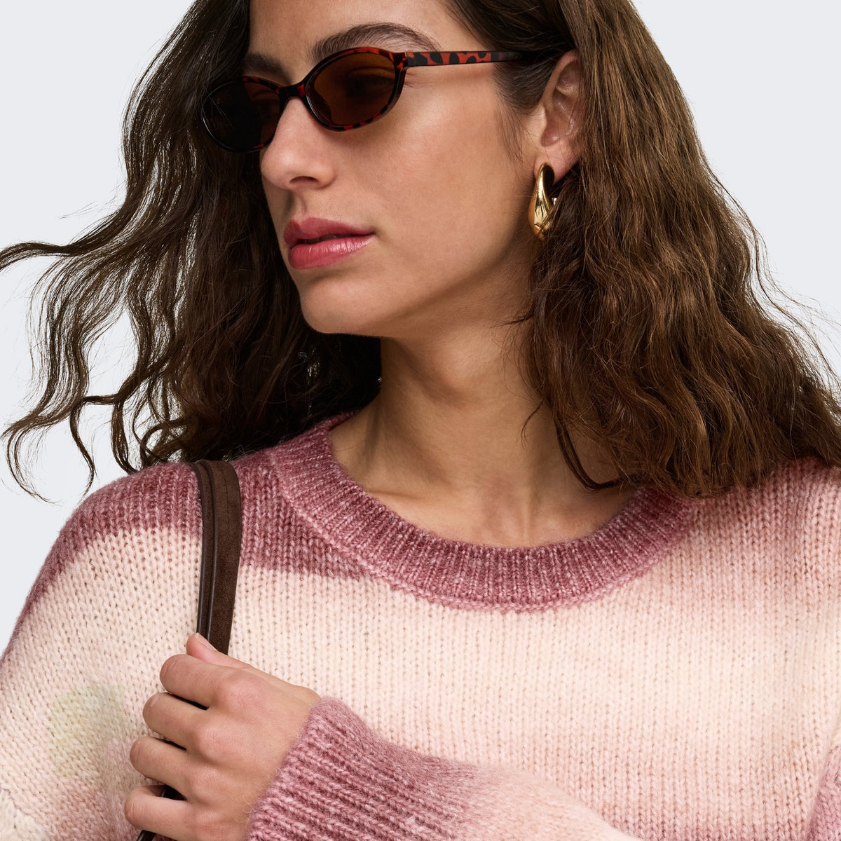 Only Dublin LS Space Dye O-Neck Knit Rose Brown - 15378104RB