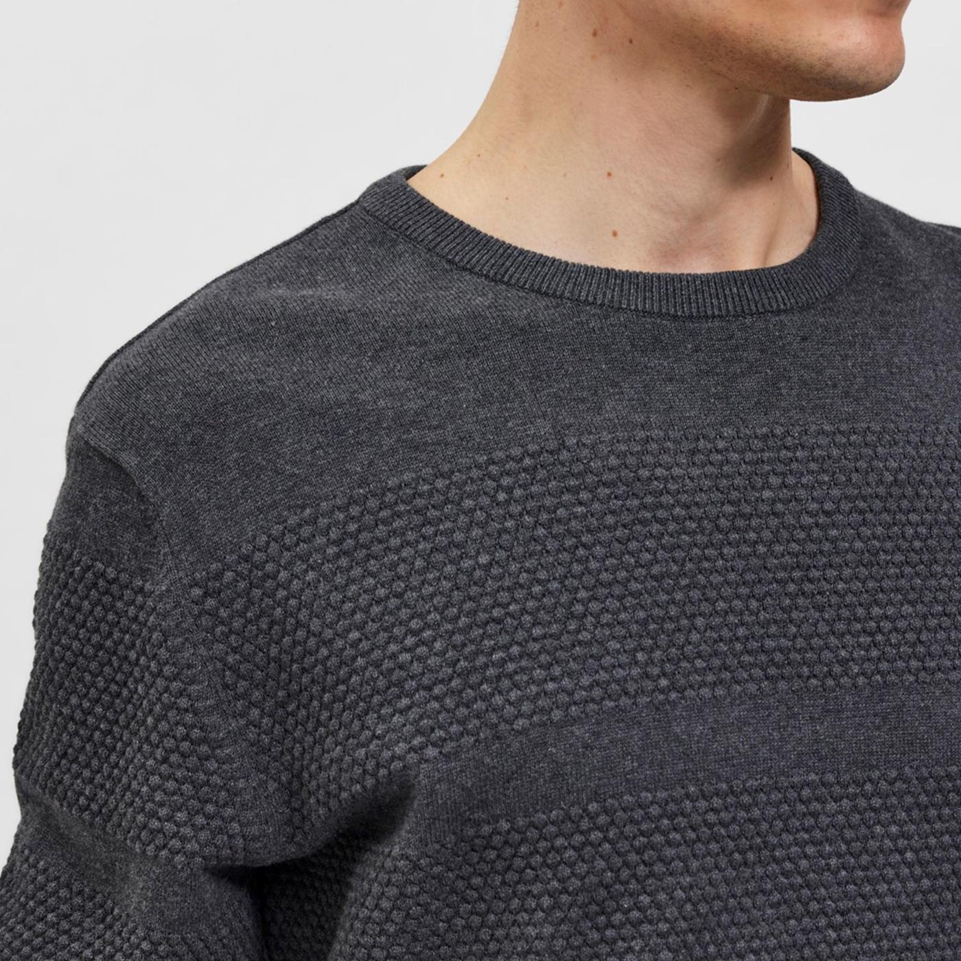 Selected Homme Maine LS Knit Crew Neck Dark Grey - 16084076DG