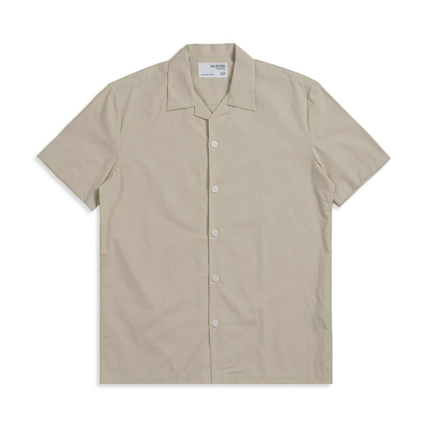 Selected Homme Reg Meo Shirt SS Oatmeal - 16088351O
