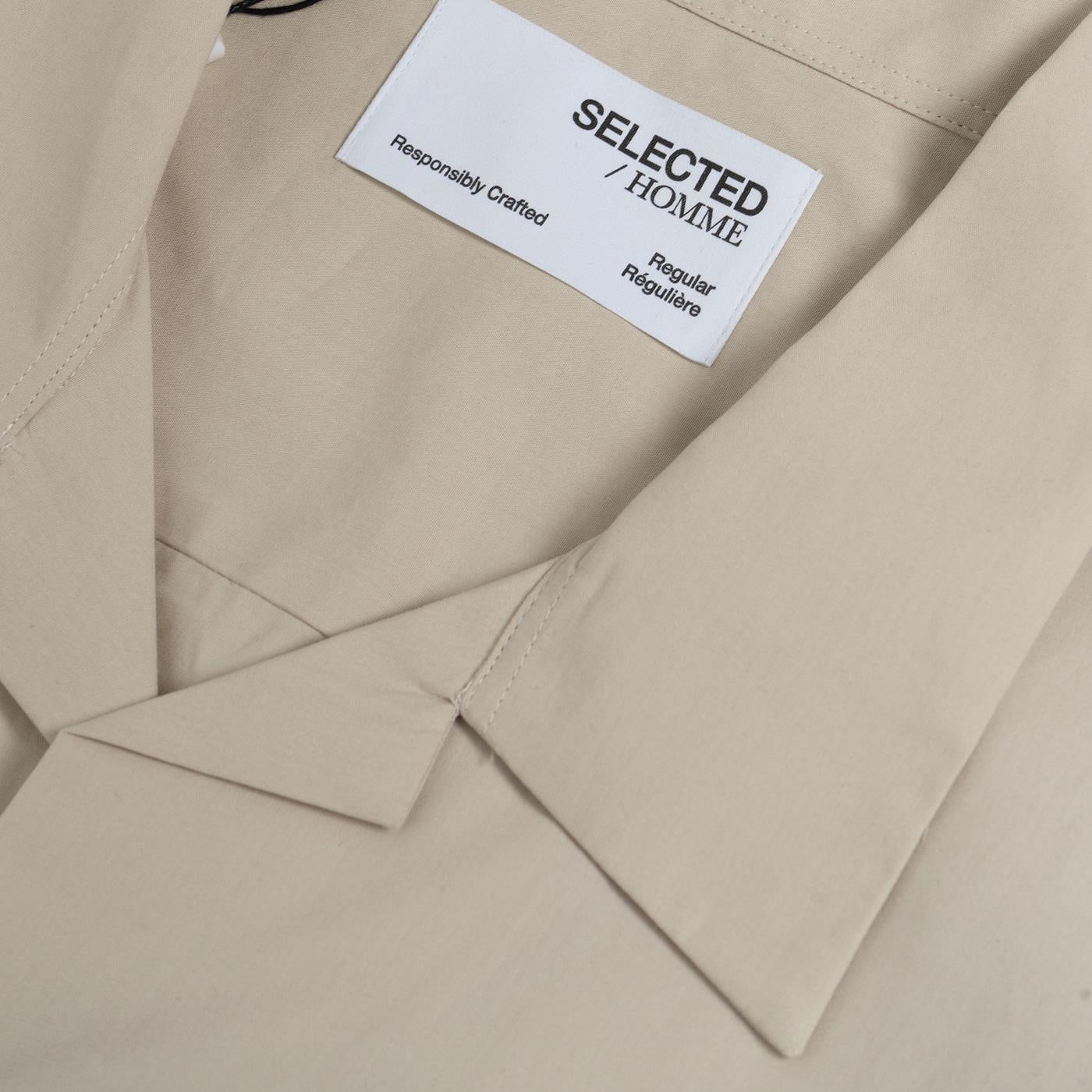 Selected Homme Reg Meo Shirt SS Oatmeal - 16088351O