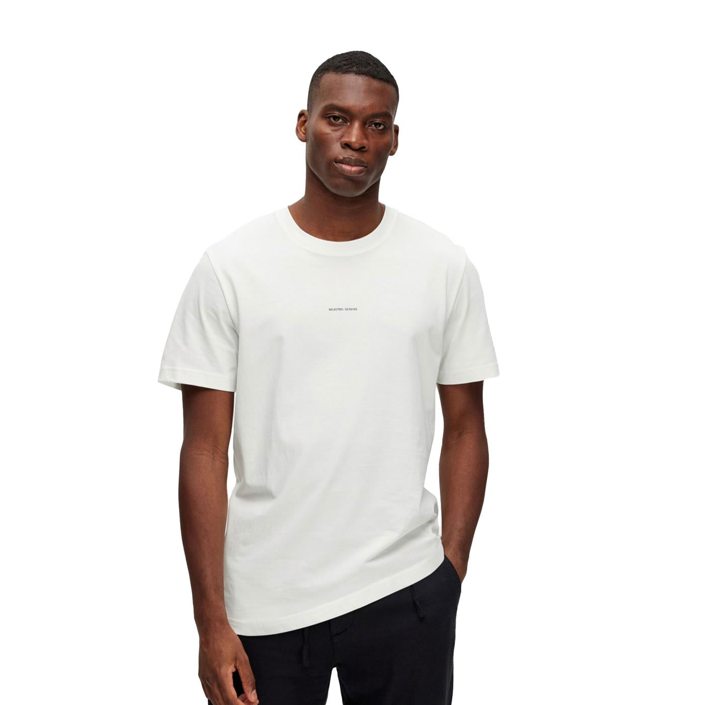 Selected Homme Atlas Print SS O-Neck Tee Cloud Dancer - 16088656CD
