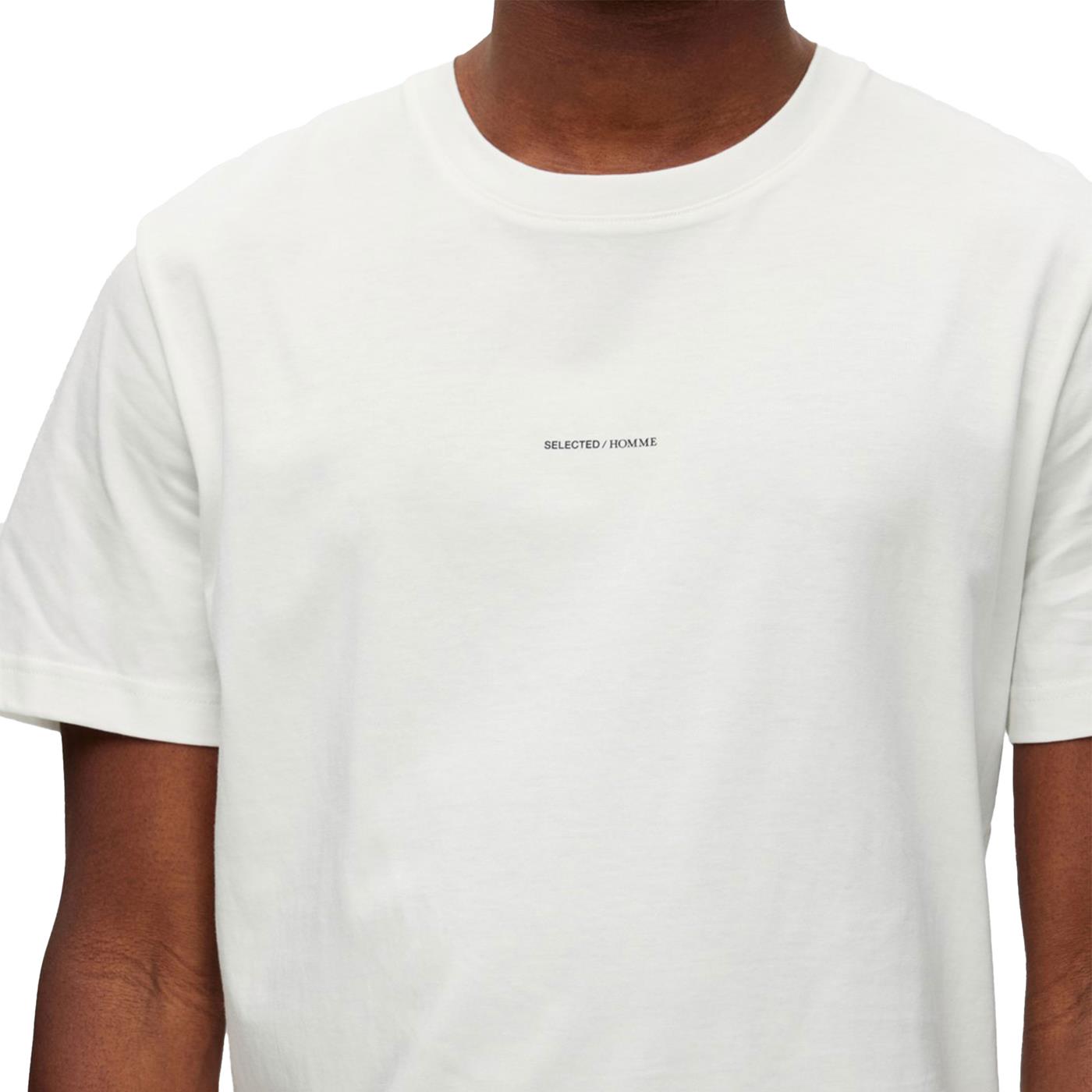 Selected Homme Atlas Print SS O-Neck Tee Cloud Dancer - 16088656CD