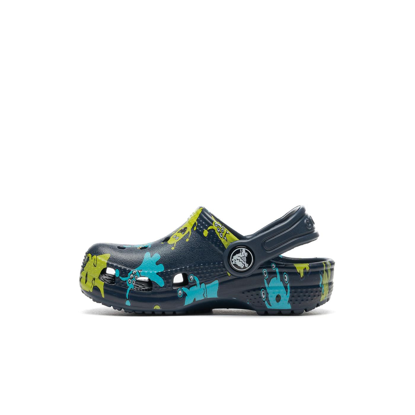 Crocs Kids Classic Monster Print Clog Navy - 206833410