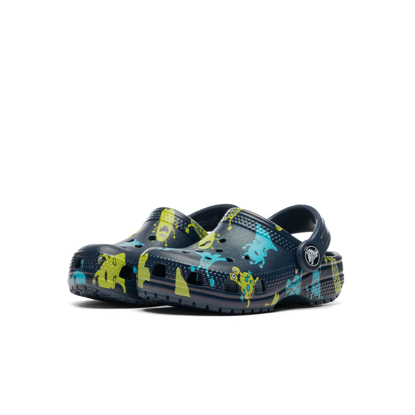 Crocs Kids Classic Monster Print Clog Navy - 206833410