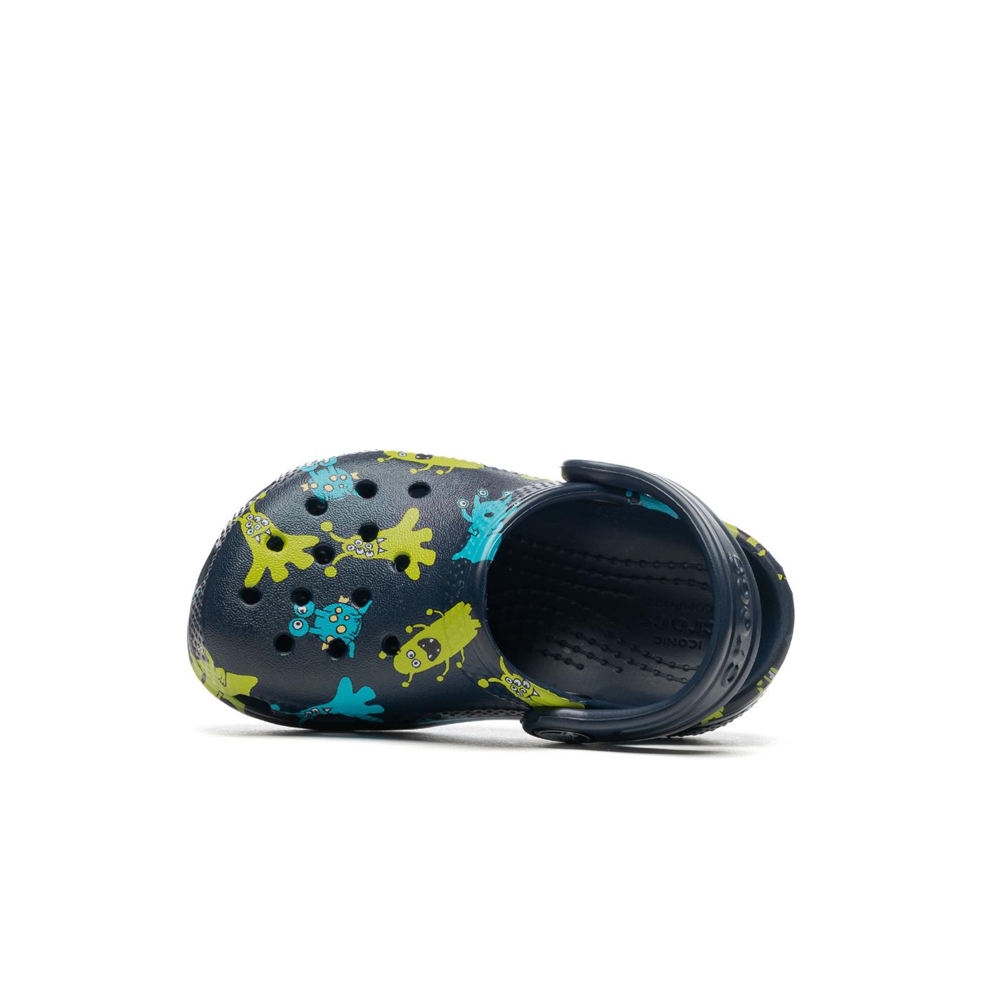 Crocs Kids Classic Monster Print Clog Navy - 206833410