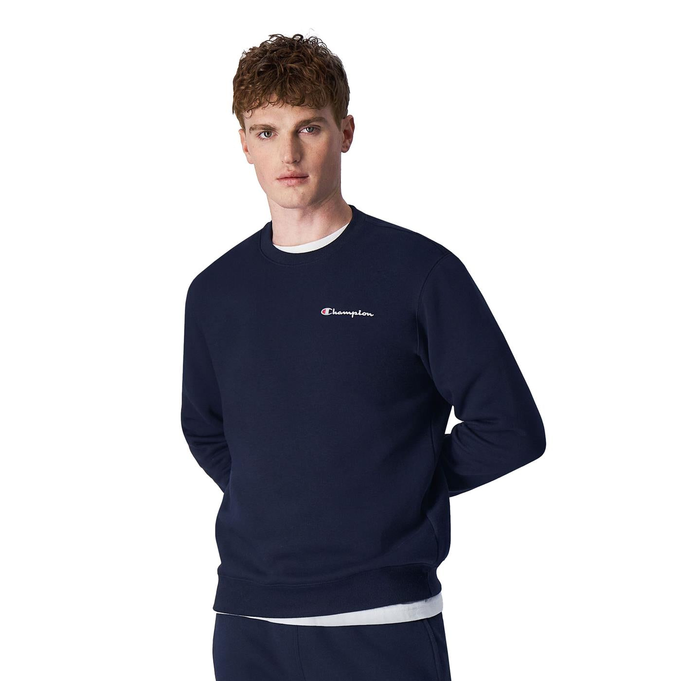 Champion Small Script Logo Fleece Sweatshirt Dark Blue - 219209-BS501