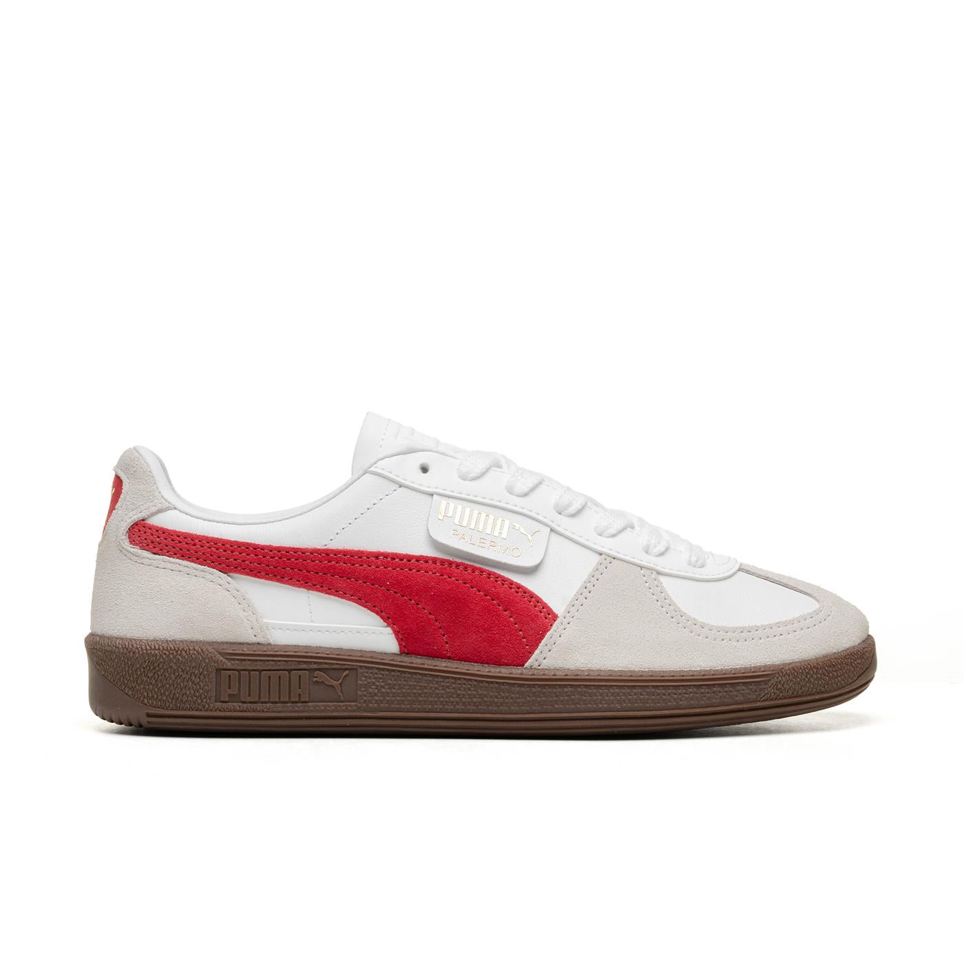 Puma Palermo Leather Puma White/Vapor Gray-Club Red - 396464-05