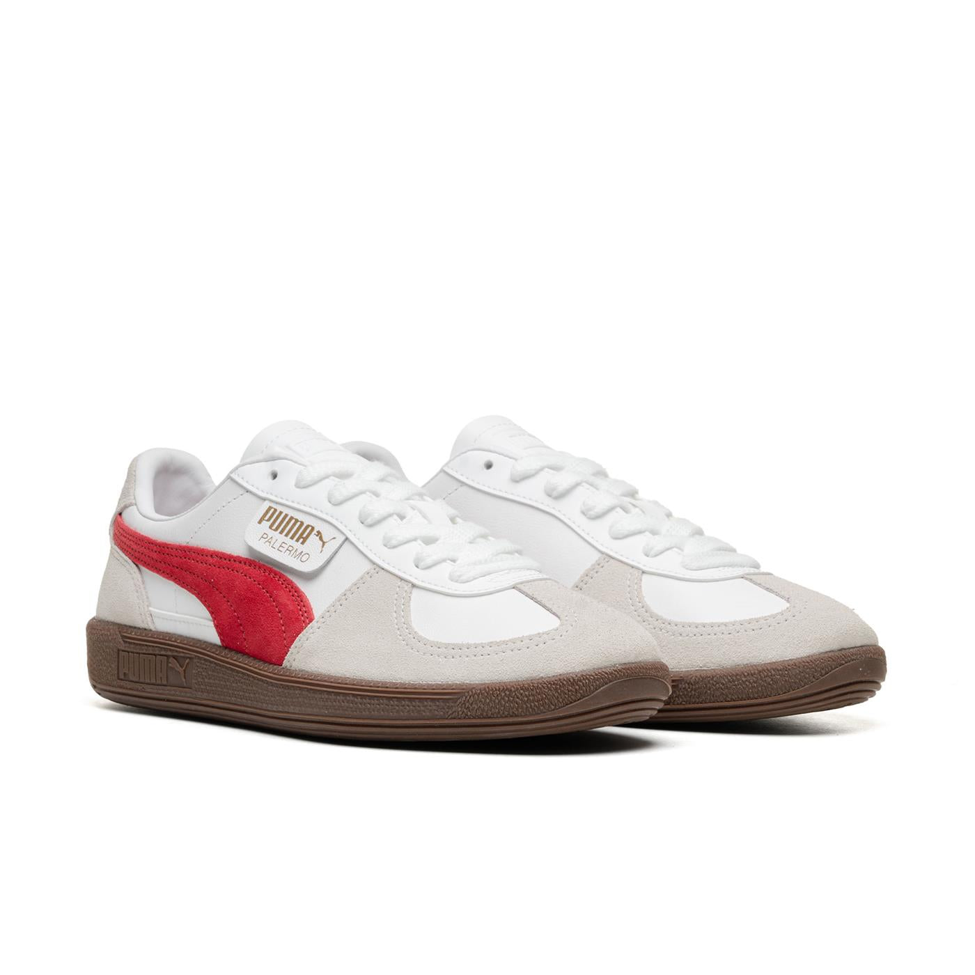 Puma Palermo Leather Puma White/Vapor Gray-Club Red - 396464-05