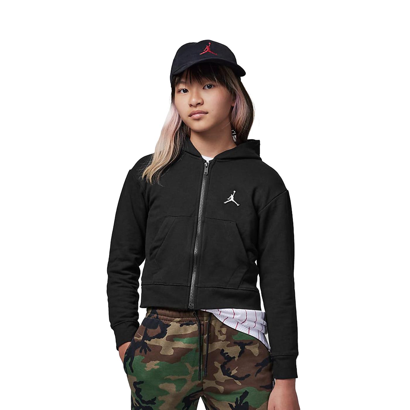 Nike Jordan Girls Essential Boxy Full-Zip Hoodie Black  - 45B731-023
