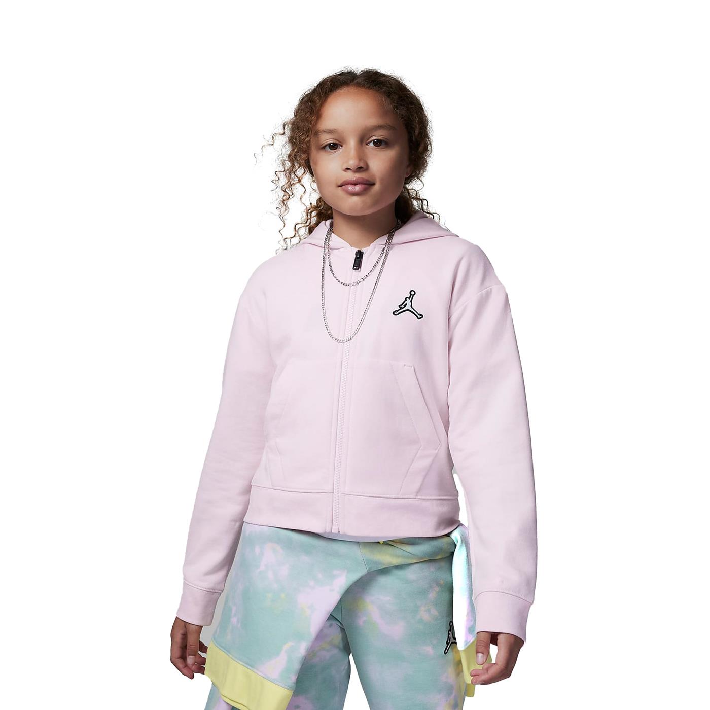 Nike Jordan Girls Essential Boxy Full-Zip Hoodie Pink Foam  - 45B731-A9Y