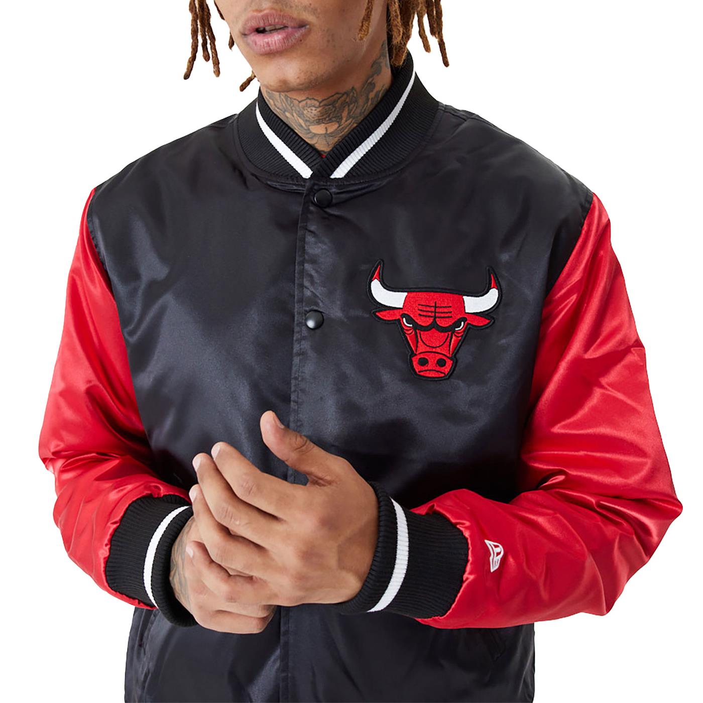 New Era NBA Satin Bomber Jacket Chicago Bulls Black/Red - 60416378