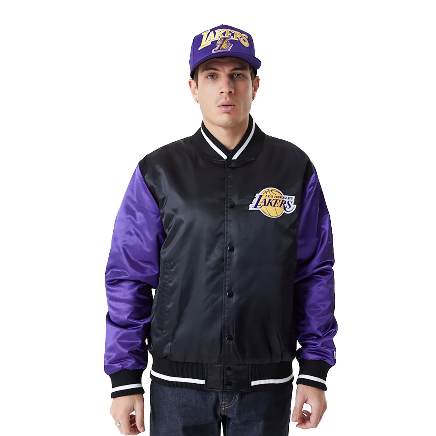 New Era NBA Satin Bomber Jacket LA Lakers Black/Purple - 60416379