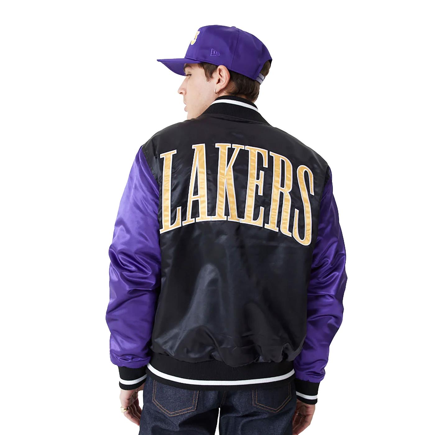 New Era NBA Satin Bomber Jacket LA Lakers Black/Purple - 60416379