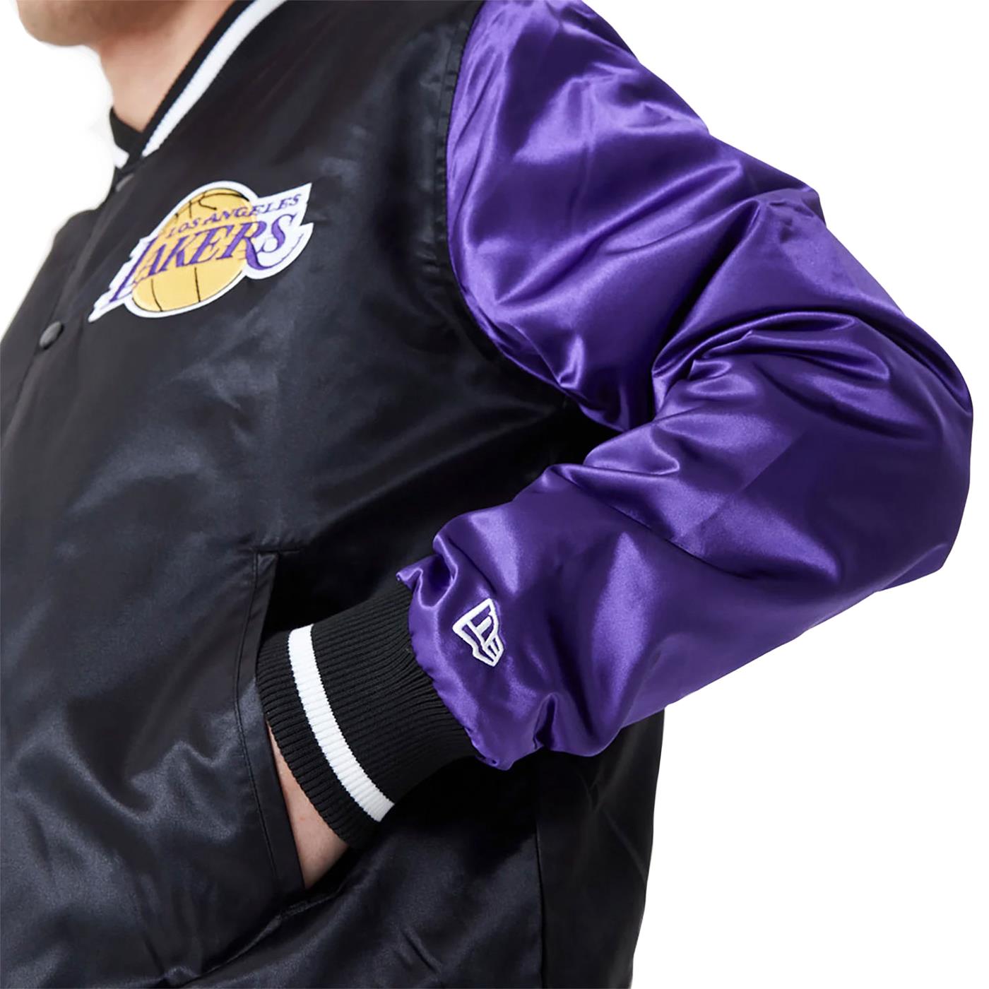 New Era NBA Satin Bomber Jacket LA Lakers Black/Purple - 60416379