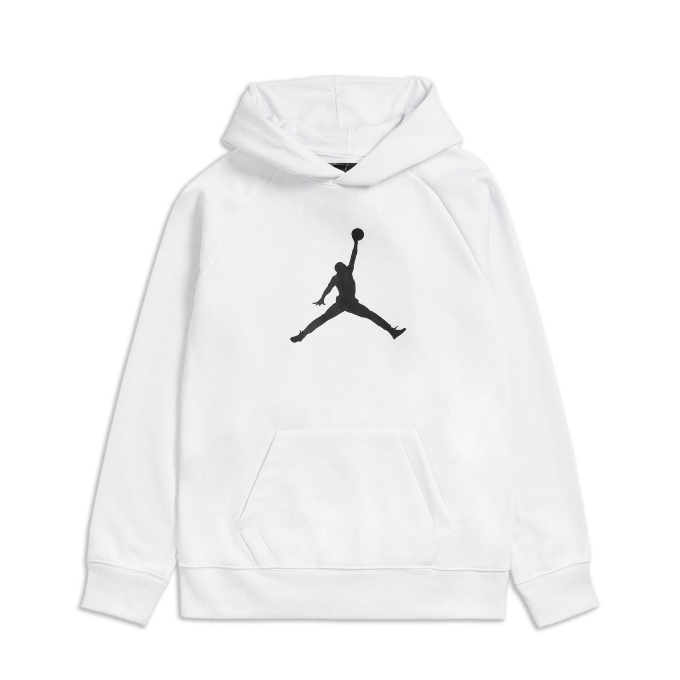 Nike Jordan Boys Jumpman Logo Fleece PO Hoodie White/Black - 956326-001