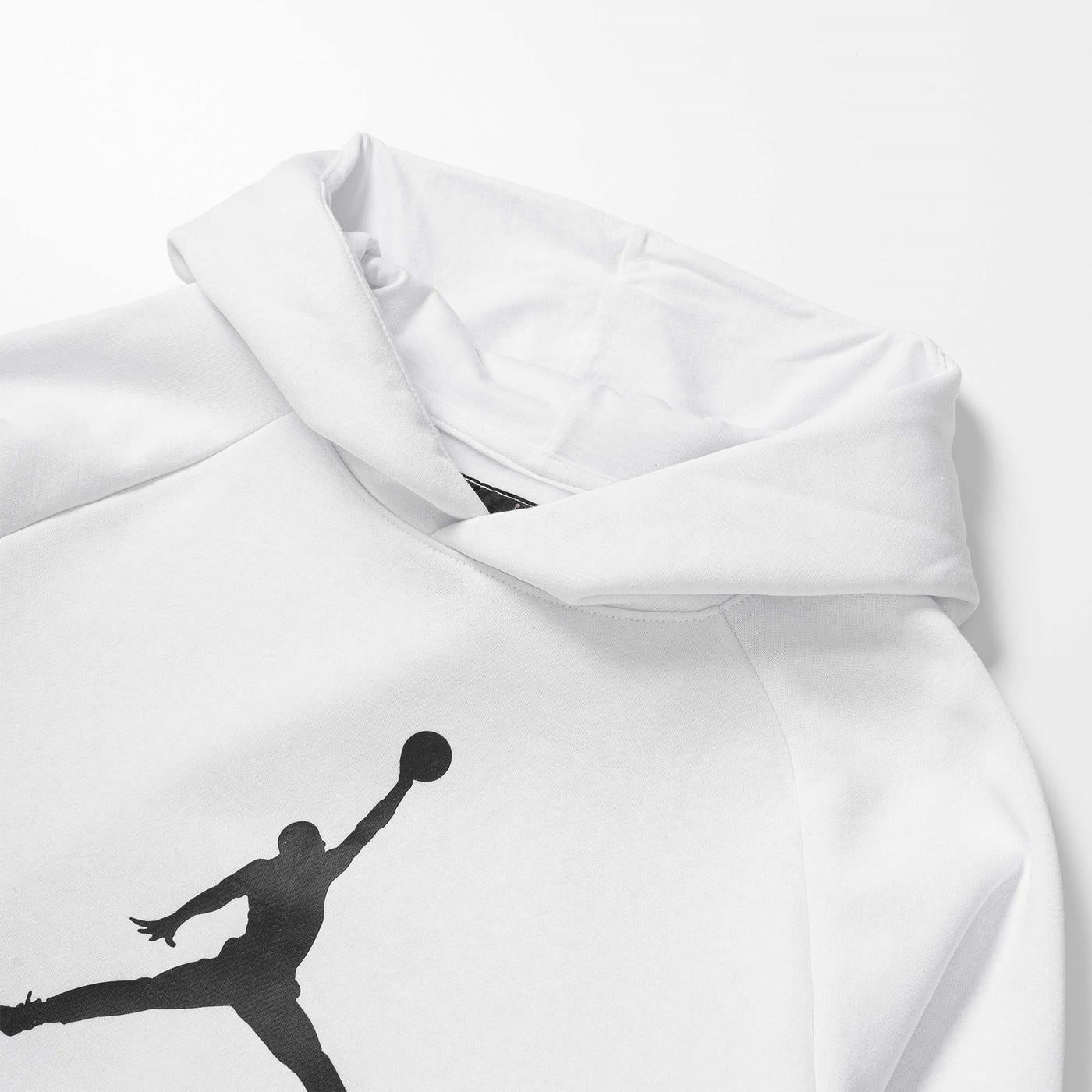 Nike Jordan Boys Jumpman Logo Fleece PO Hoodie White/Black - 956326-001