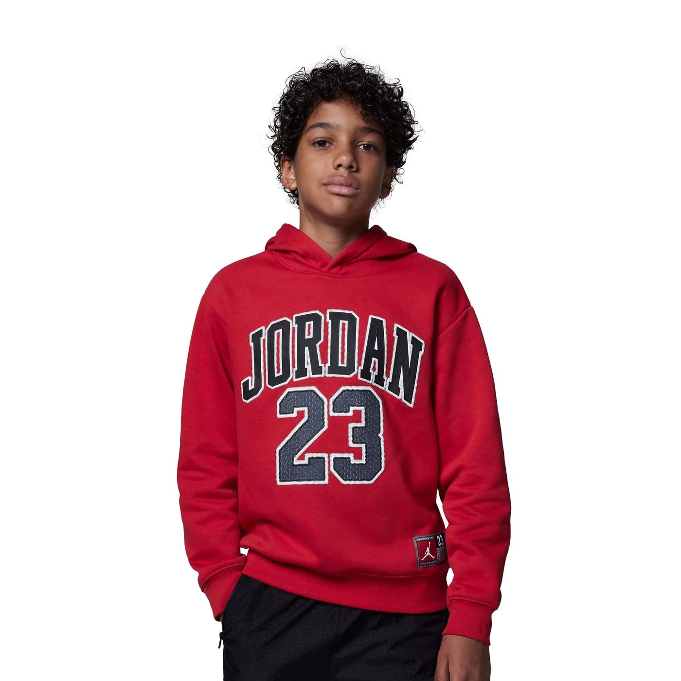Nike Jordan Boys Hbr Fleece PO Hoodie Gym Red/Black-White - 95C479-R78