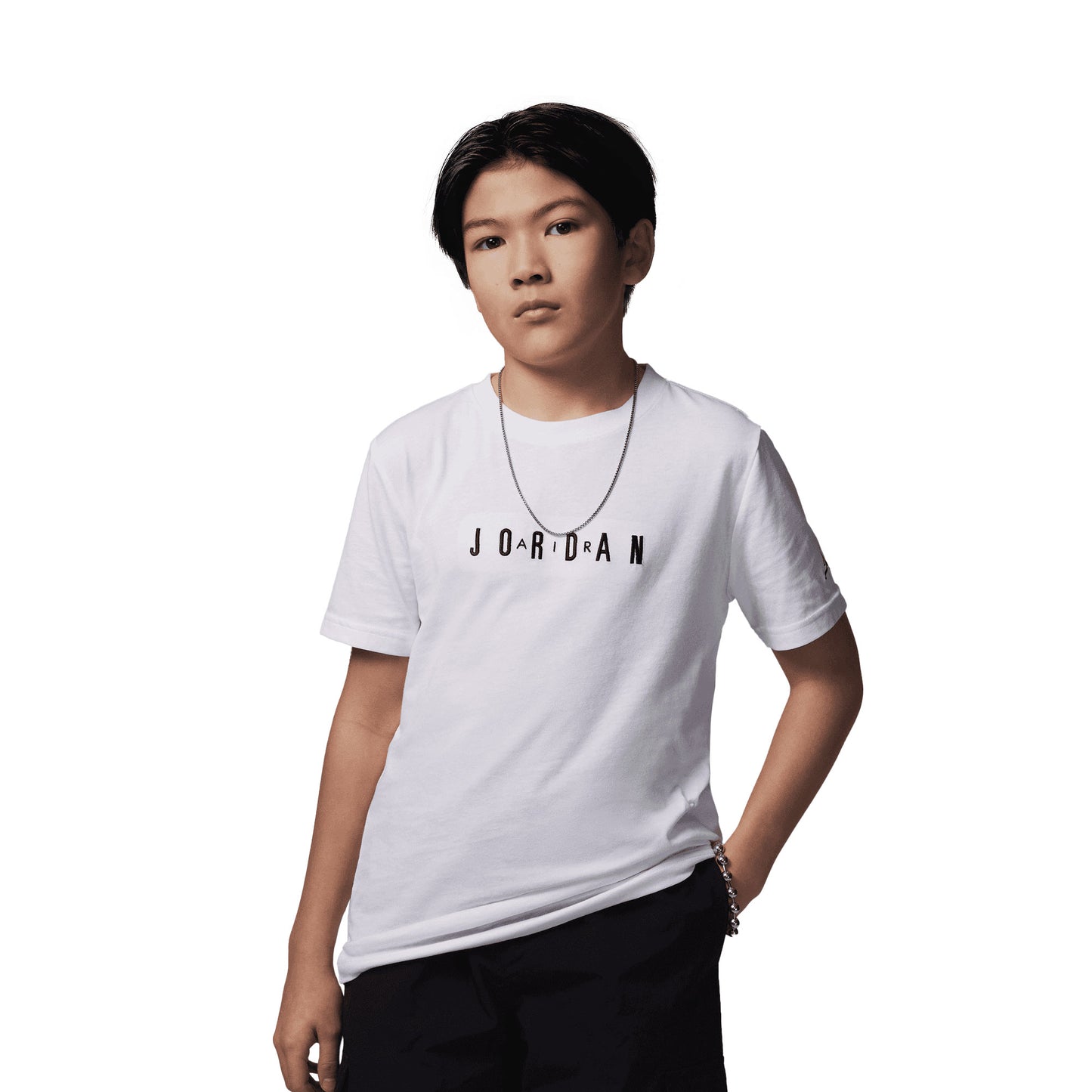 Nike Jordan Boys MJ Wordmark Embroidered Tee White  - 95D634-001