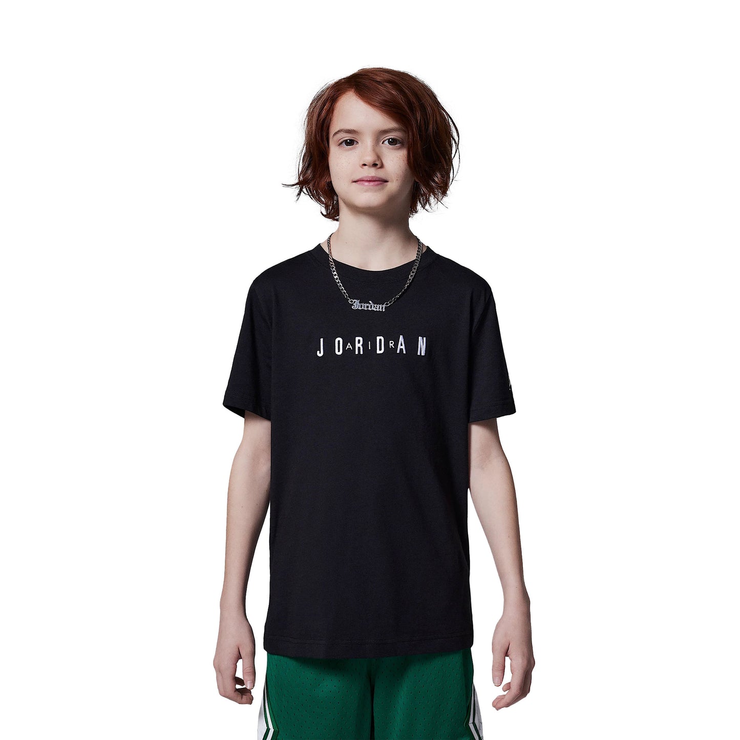 Nike Jordan Boys MJ Wordmark Embroidered Tee Black  - 95D634-023