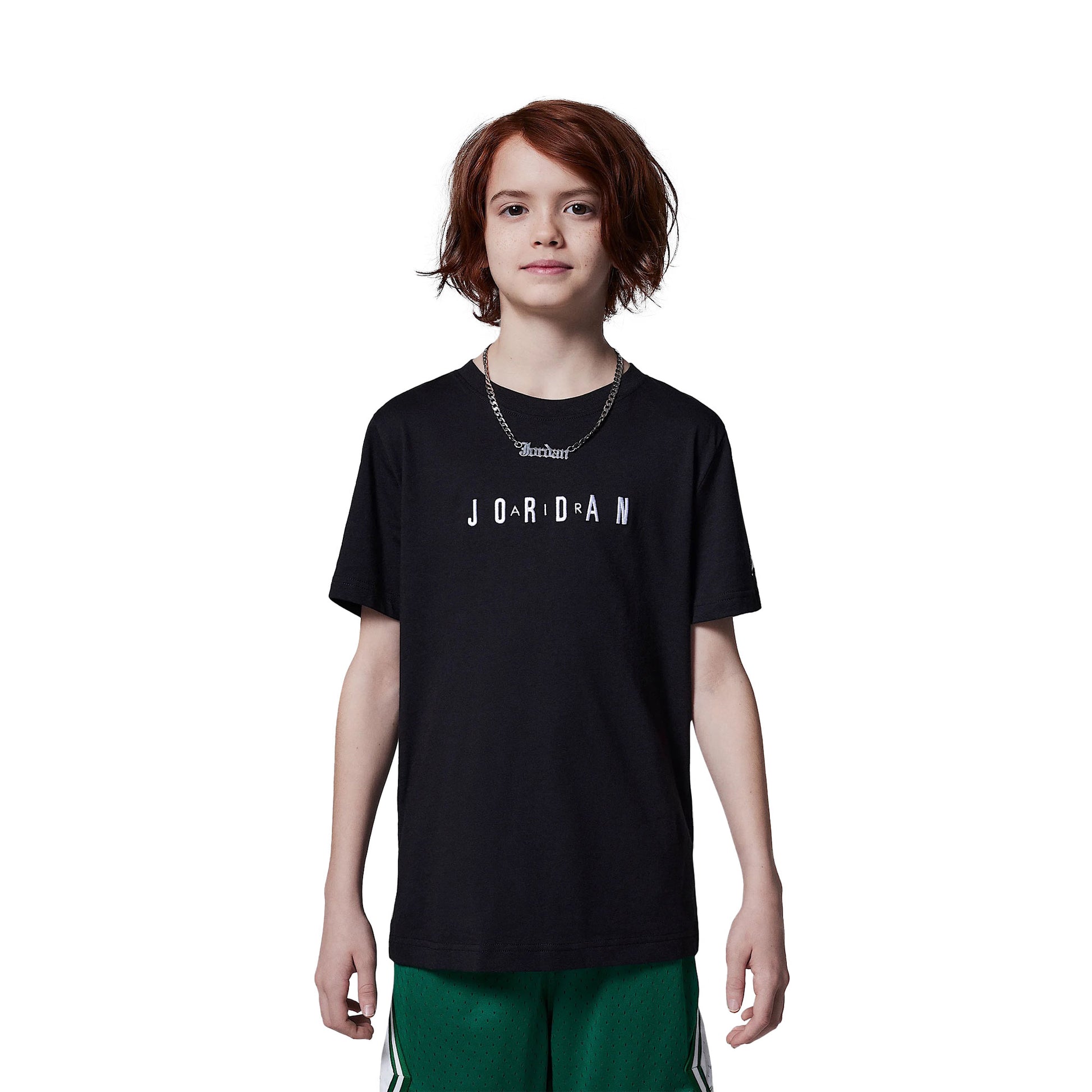 Nike Jordan Boys MJ Wordmark Embroidered Tee Black  - 95D634-023