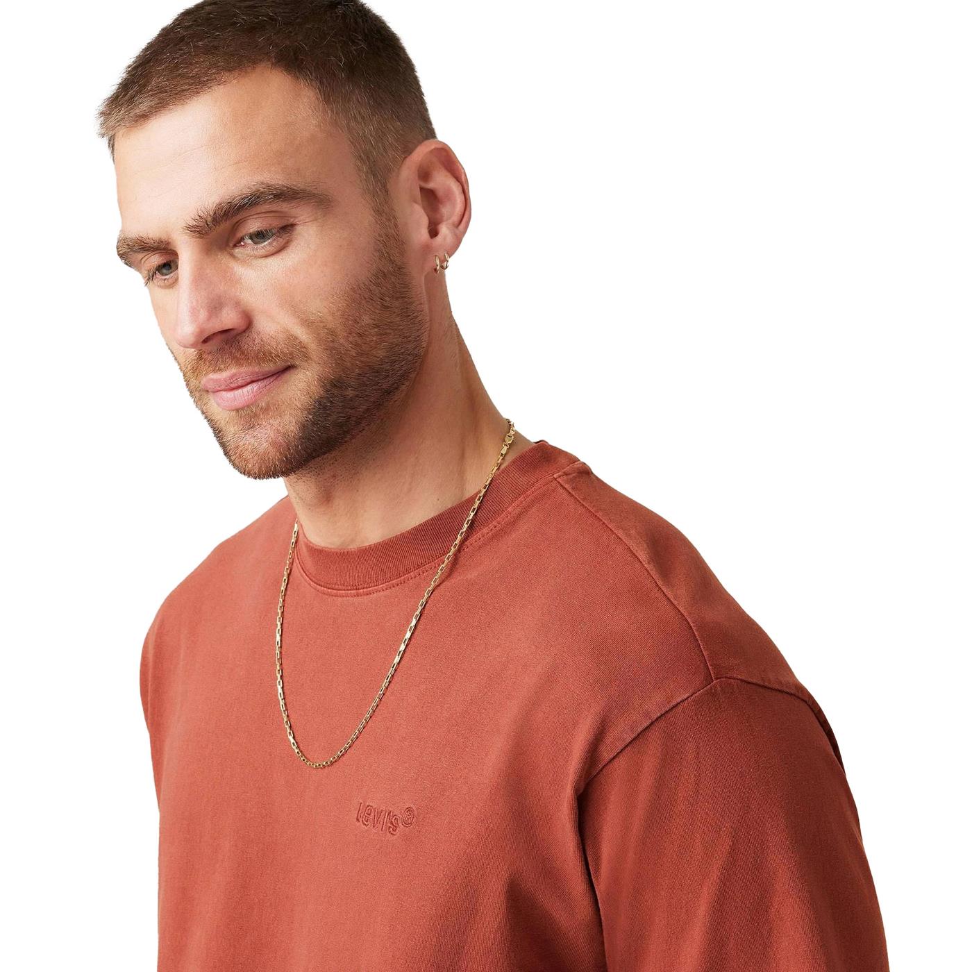 Levis Red Tab Vintage Tee Garment Dye Red Paint - A0637-0147