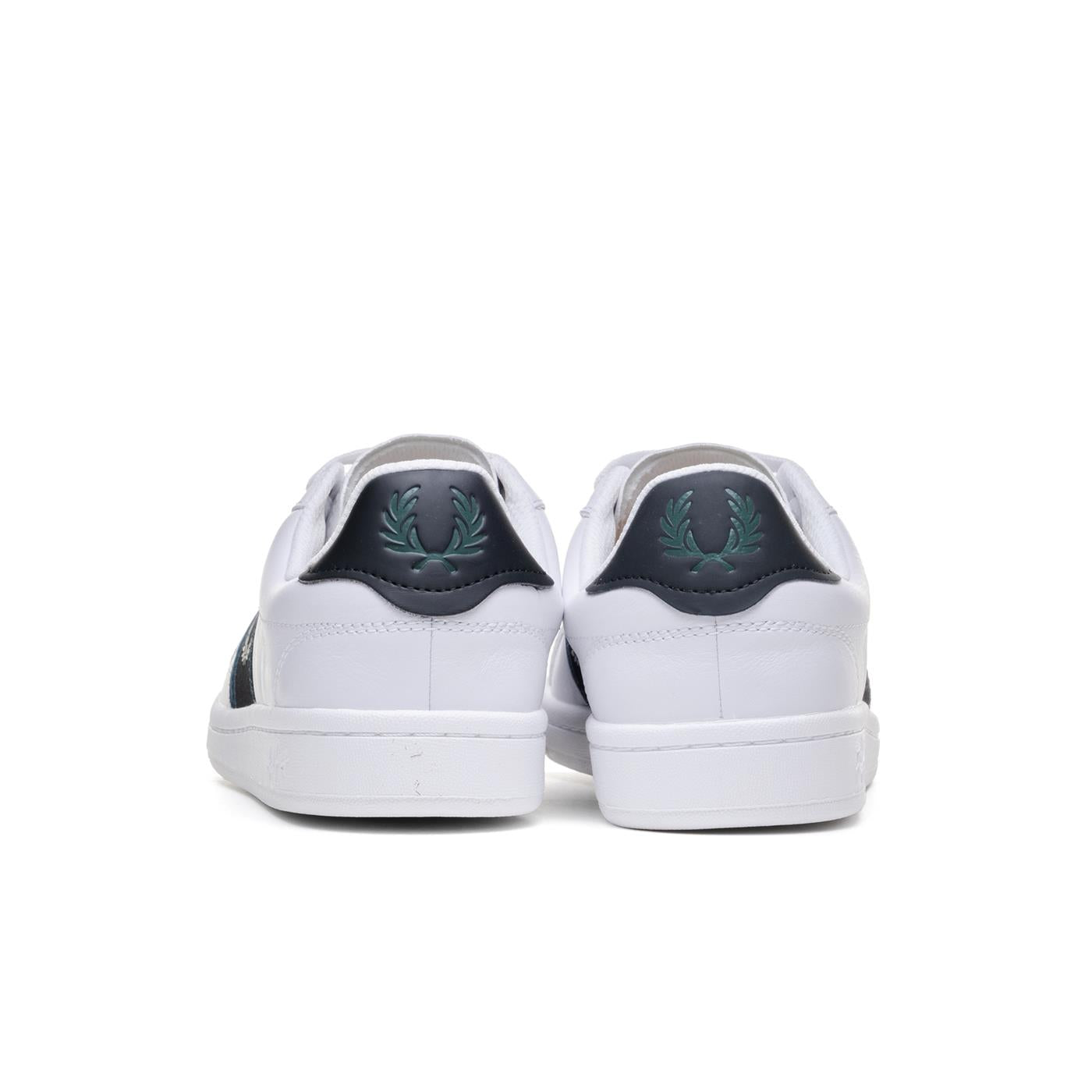 Fred Perry B721 Leather/Branded Webbing White/Petrol Blue - B6304-U55