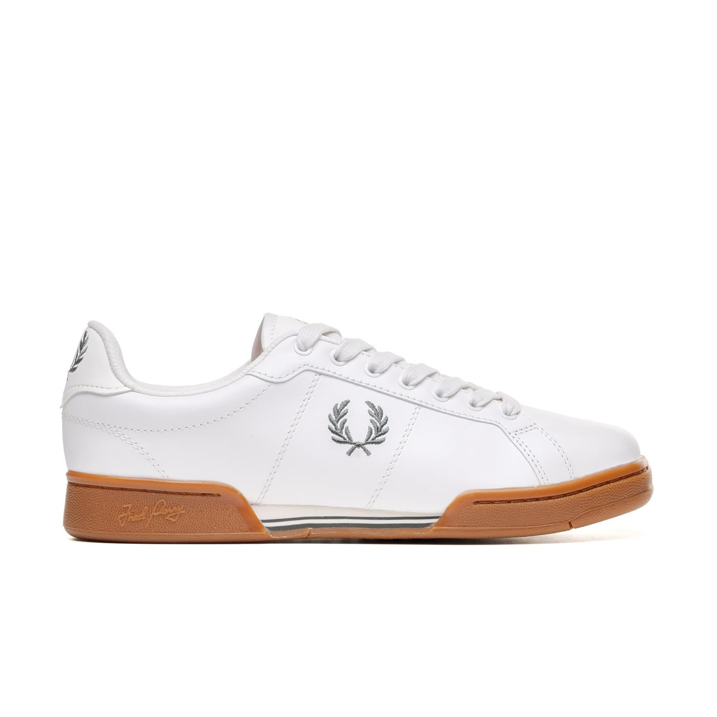 Fred Perry B722 Leather Snow White/Field Green - B6311-T36