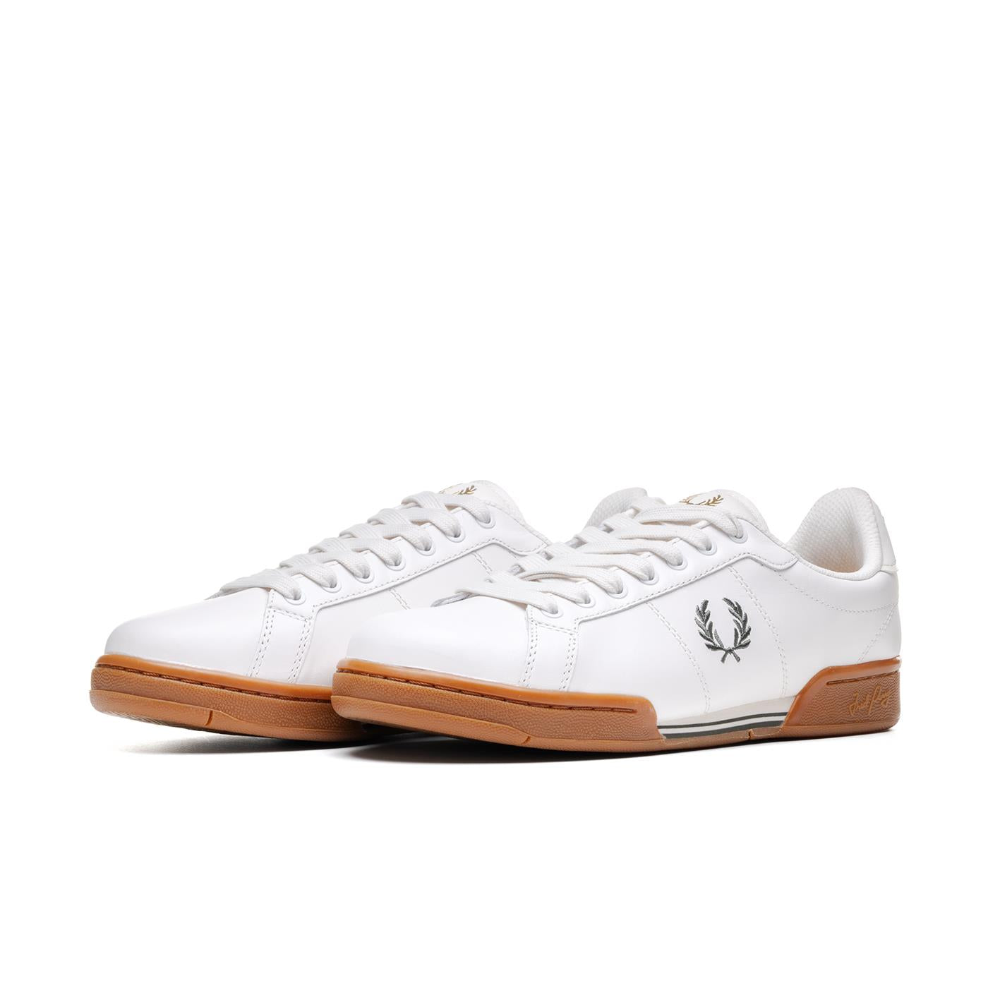 Fred Perry B722 Leather Snow White/Field Green - B6311-T36