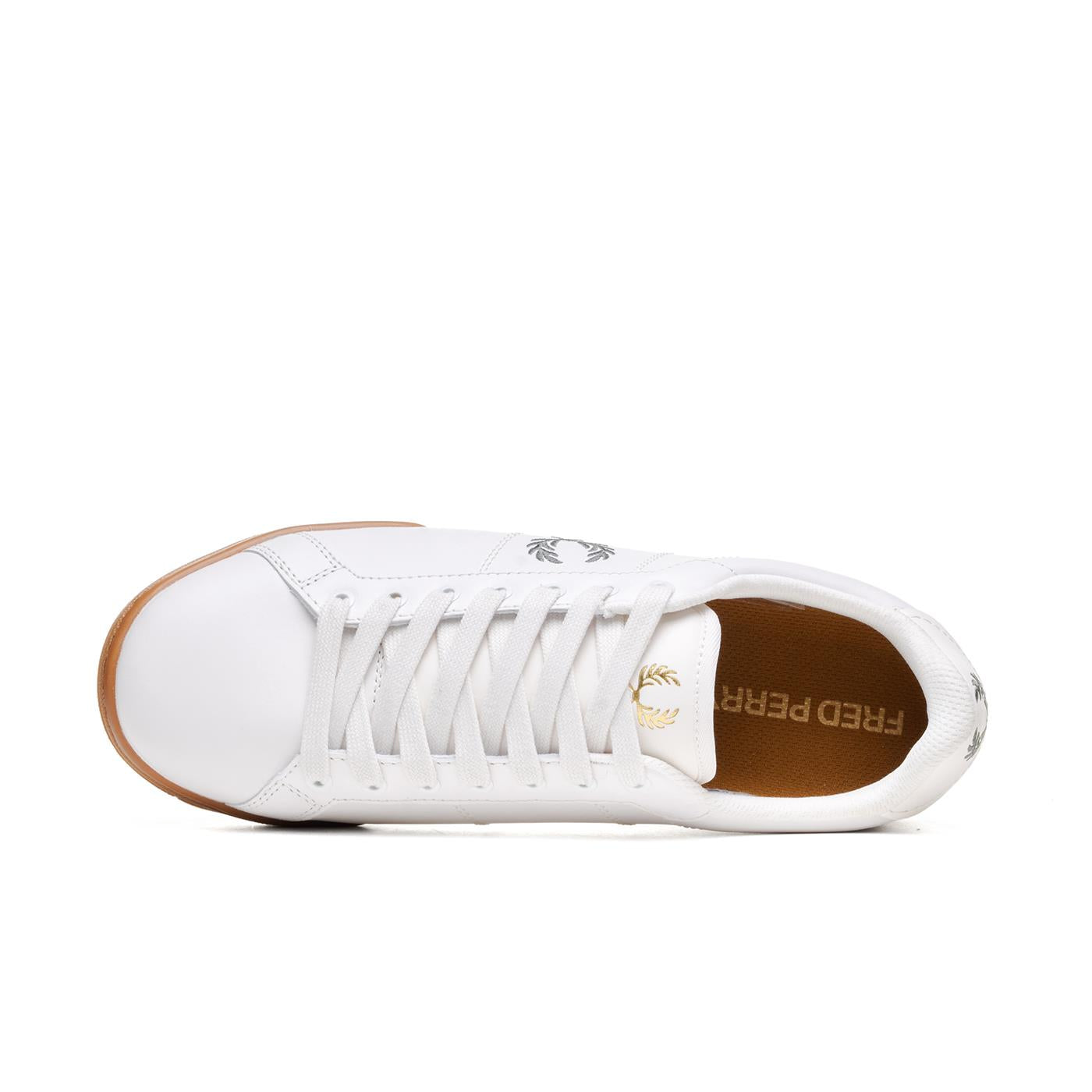Fred Perry B722 Leather Snow White/Field Green - B6311-T36