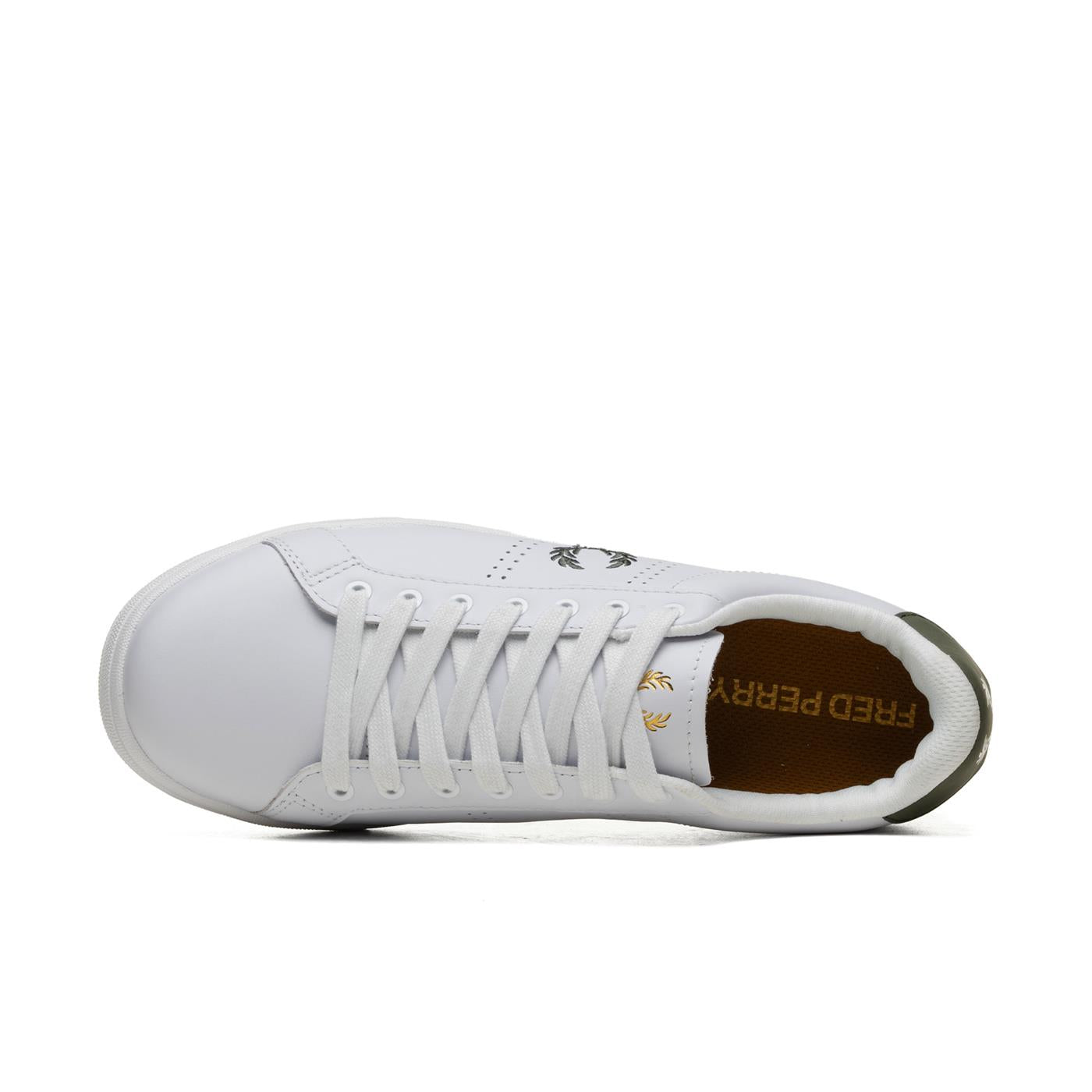 Fred Perry B721 White/Laurel Wreath Green - B6312-W20