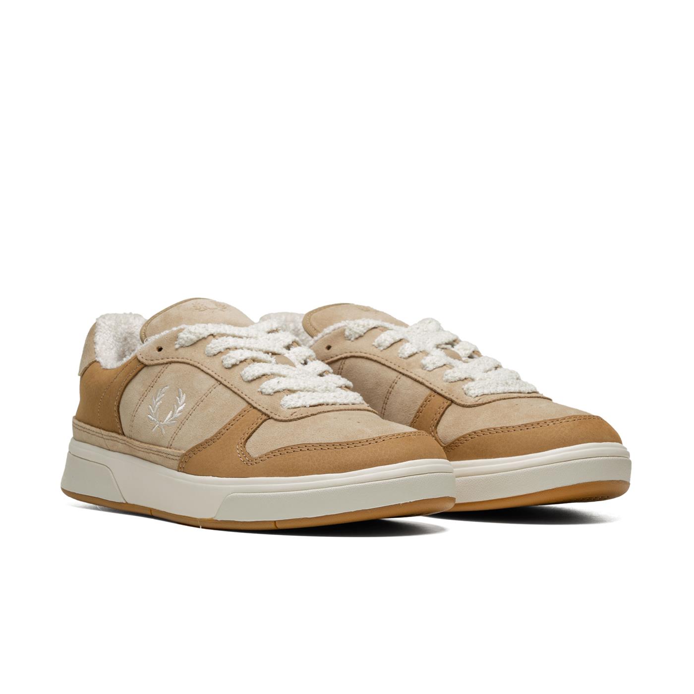 Fred Perry B300 Textured Nubuck/Suede Warm Stone/Ecru - B8322-W24