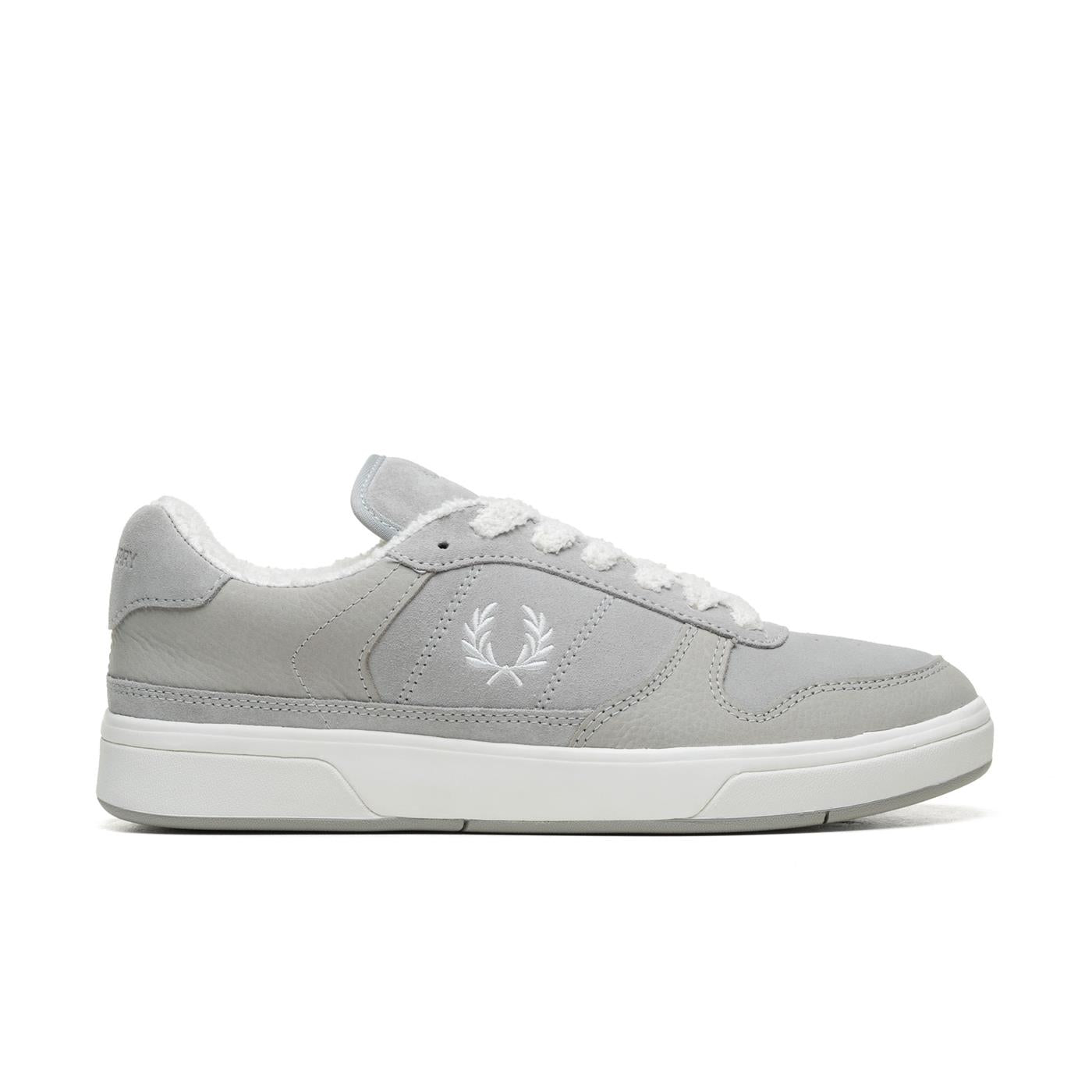 Fred Perry B300 Textured Nubuck/Suede Limestone/Snow White - B8322-X41