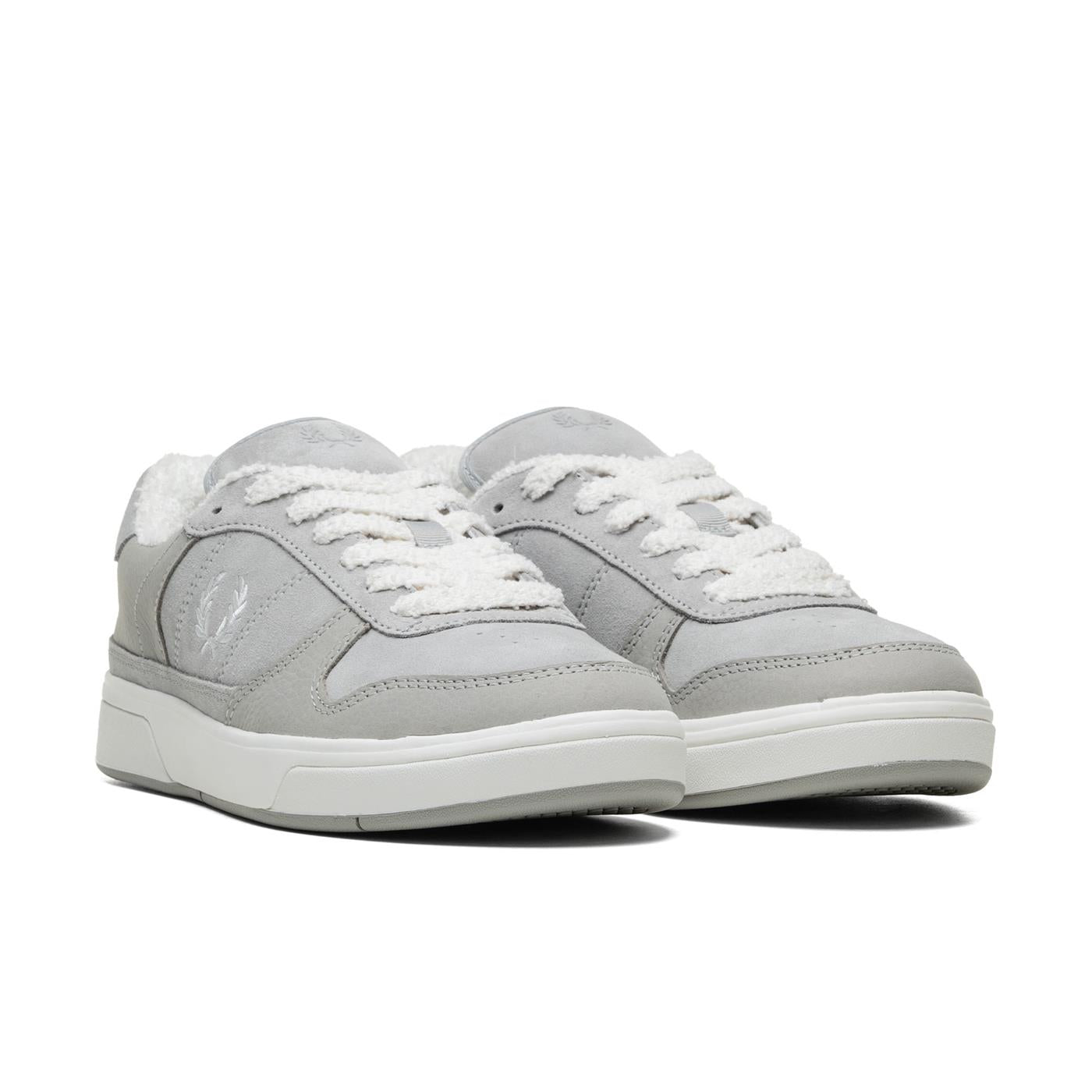 Fred Perry B300 Textured Nubuck/Suede Limestone/Snow White - B8322-X41
