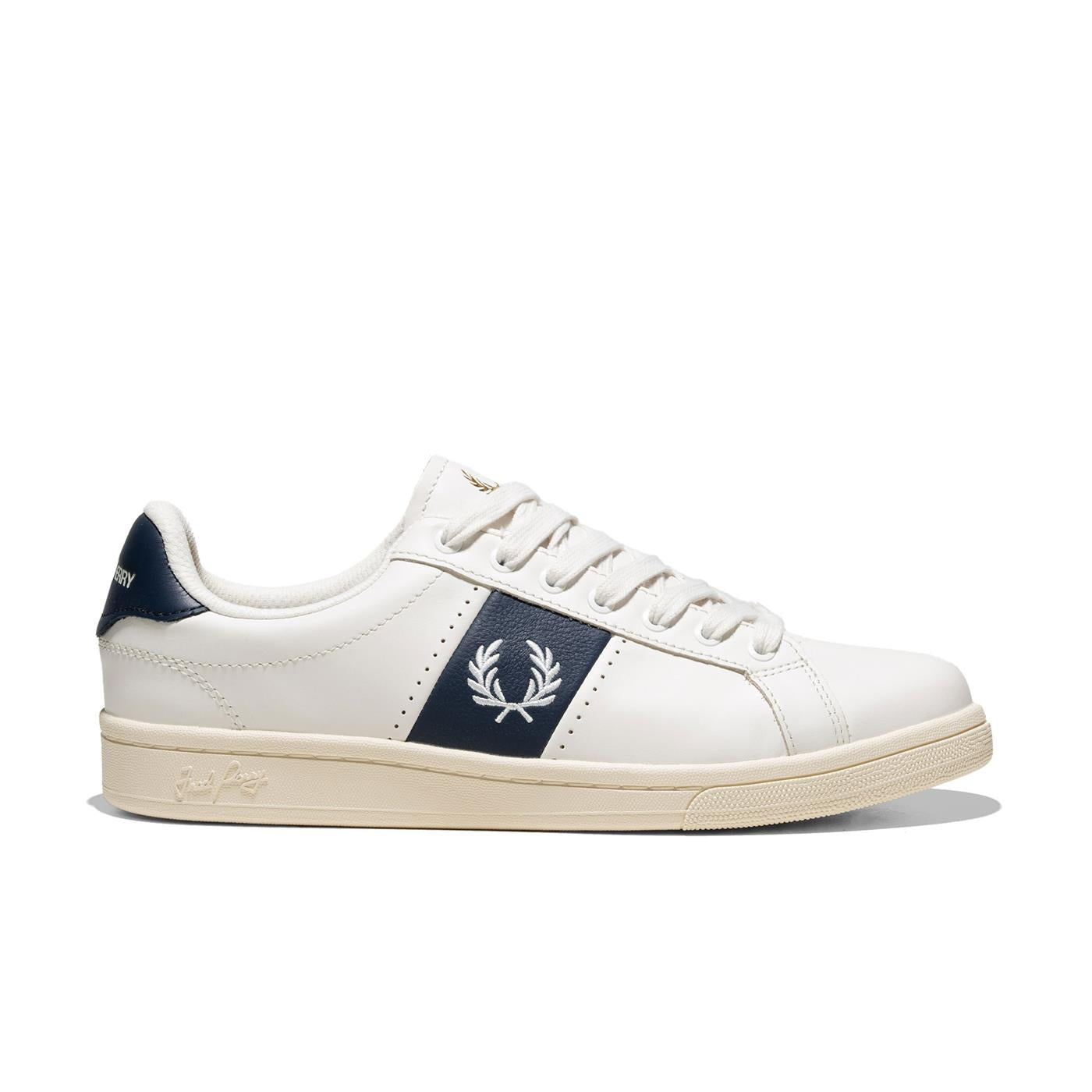 Fred Perry B721 Leather Perf/Branded Snow White/Snow White - B9304-303