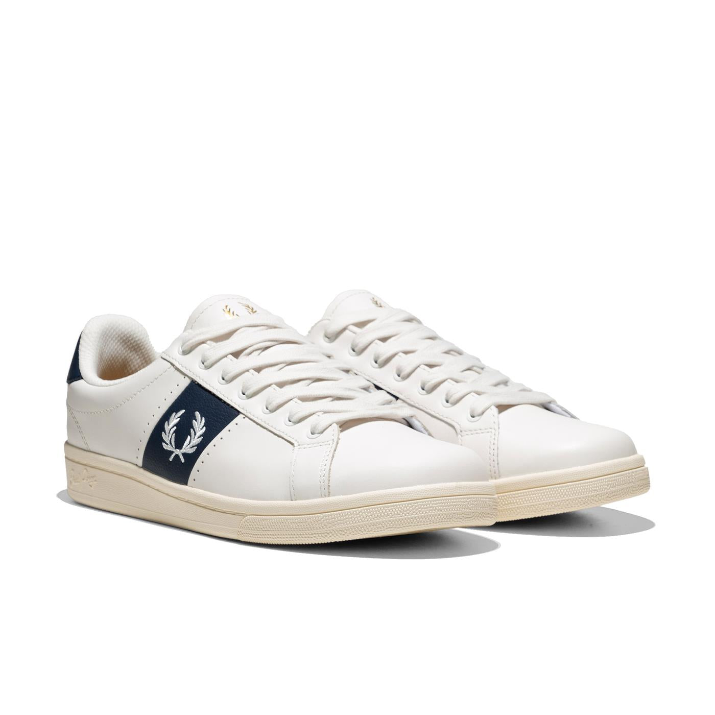 Fred Perry B721 Leather Perf/Branded Snow White/Snow White - B9304-303