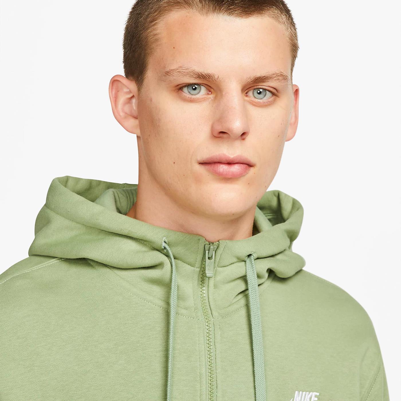 Nike Nsw Club Hoodie FZ BB Oil Green/Oil Green-White - BV2645-386