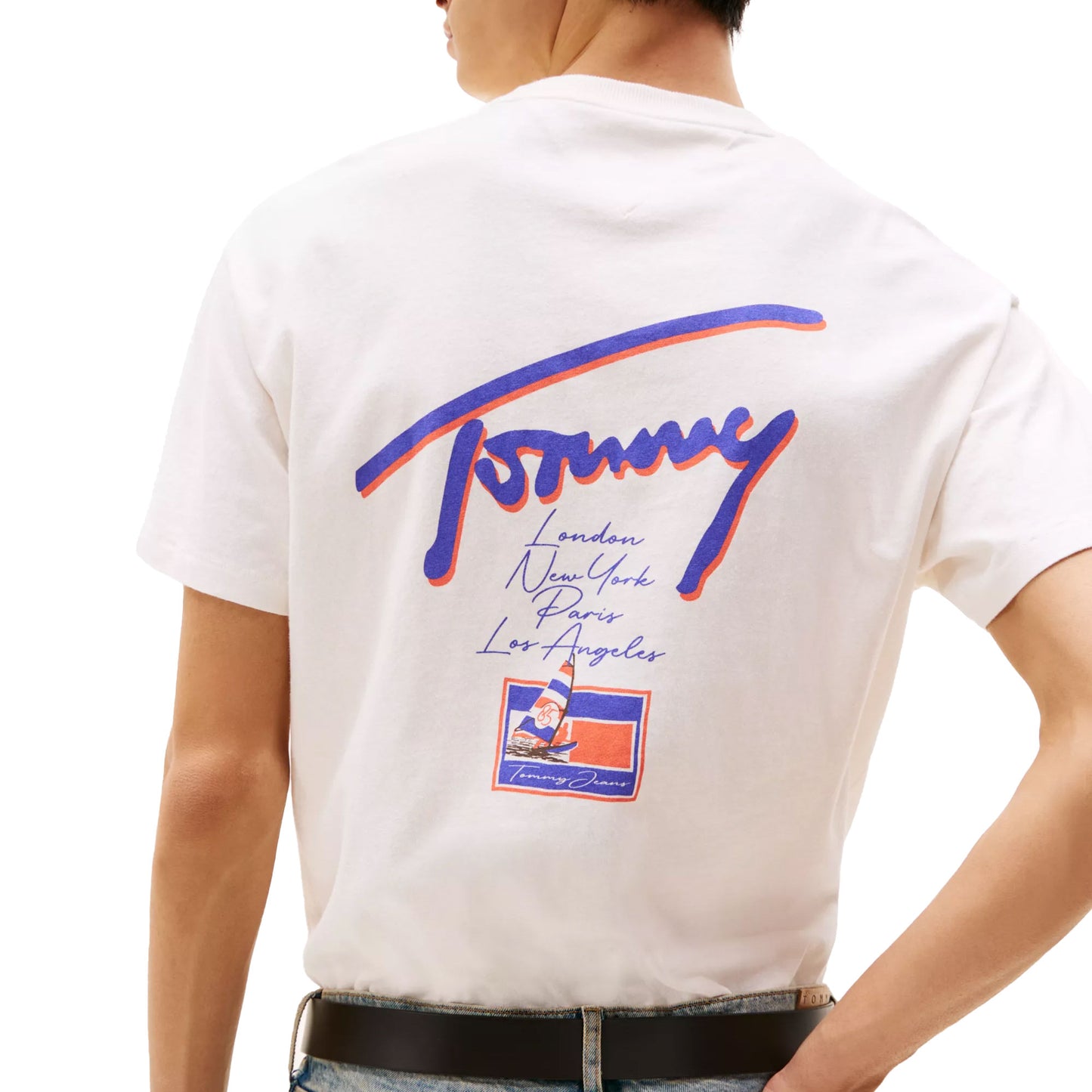 Tommy Jeans Relaxed Faded Graphic Logo Tee Ancient White - DM0DM20768YBH