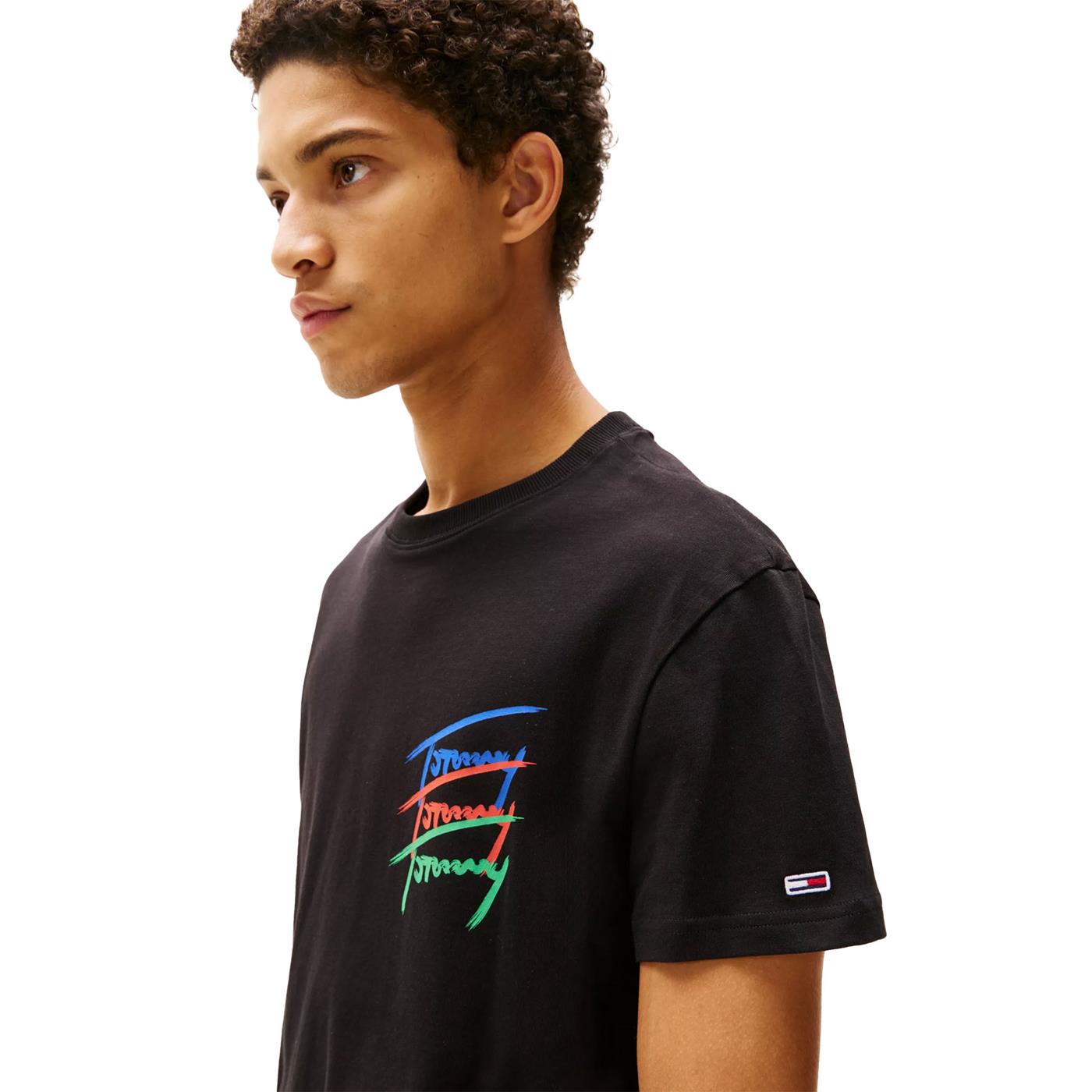 Tommy Jeans Regular Twisted Signature Tee Black - DM0DM20771BDS