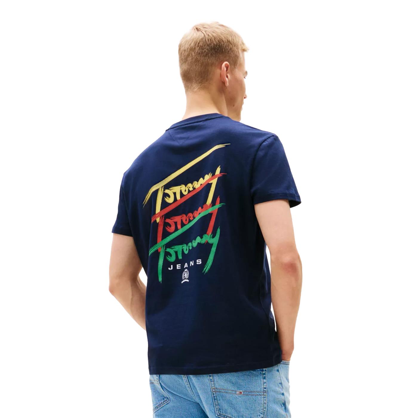 Tommy Jeans Regular Twisted Signature Tee Dark Night Navy - DM0DM20771C1G