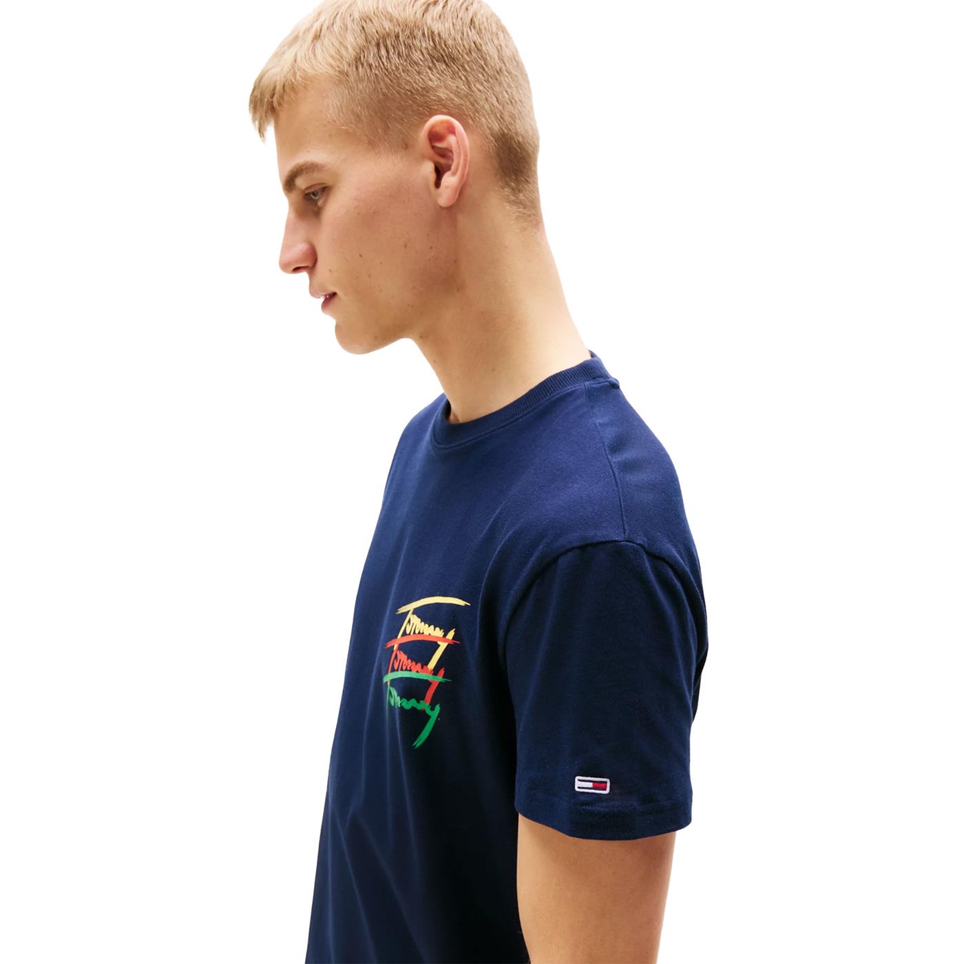 Tommy Jeans Regular Twisted Signature Tee Dark Night Navy - DM0DM20771C1G