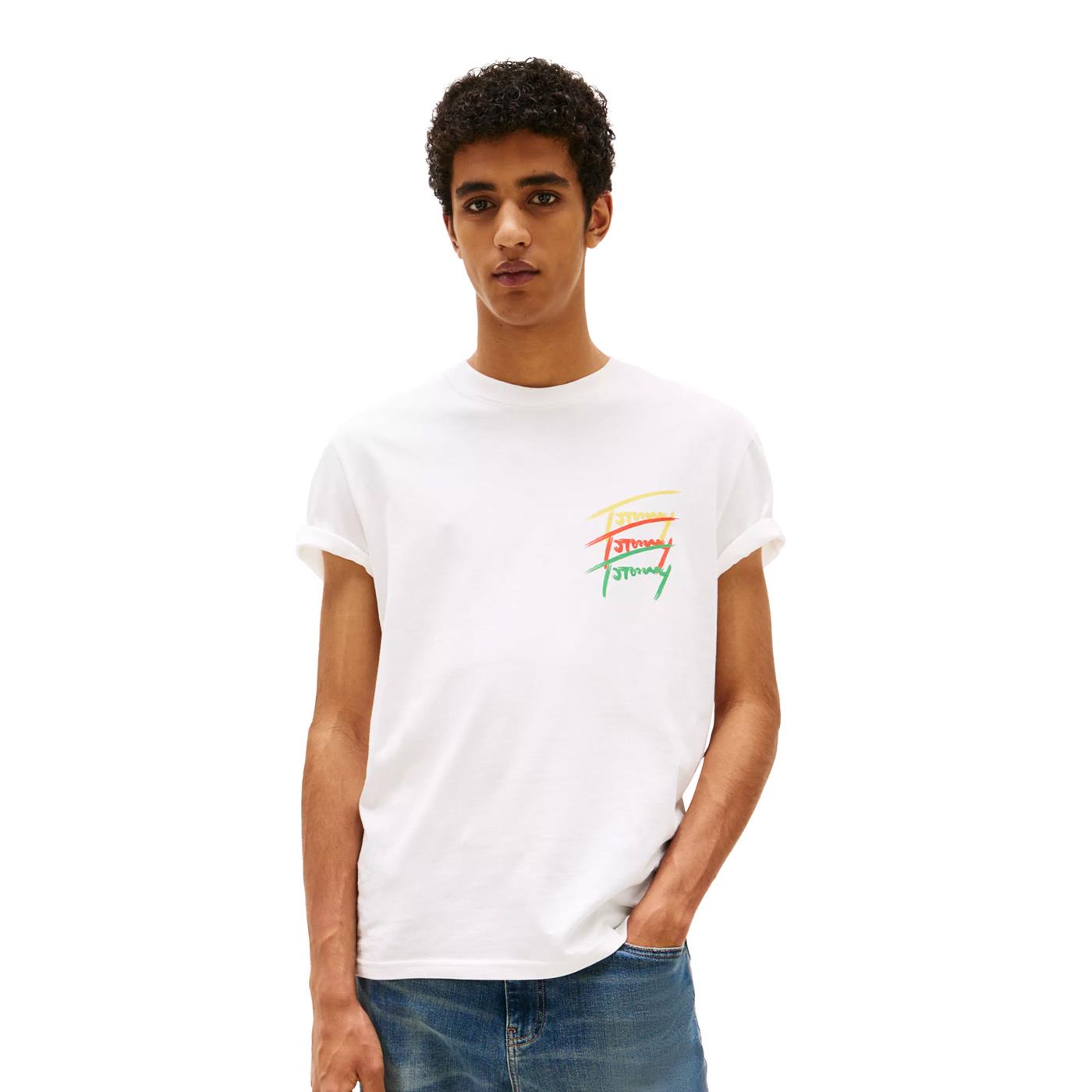 Tommy Jeans Regular Twisted Signature Tee Ecru - DM0DM20771YBL
