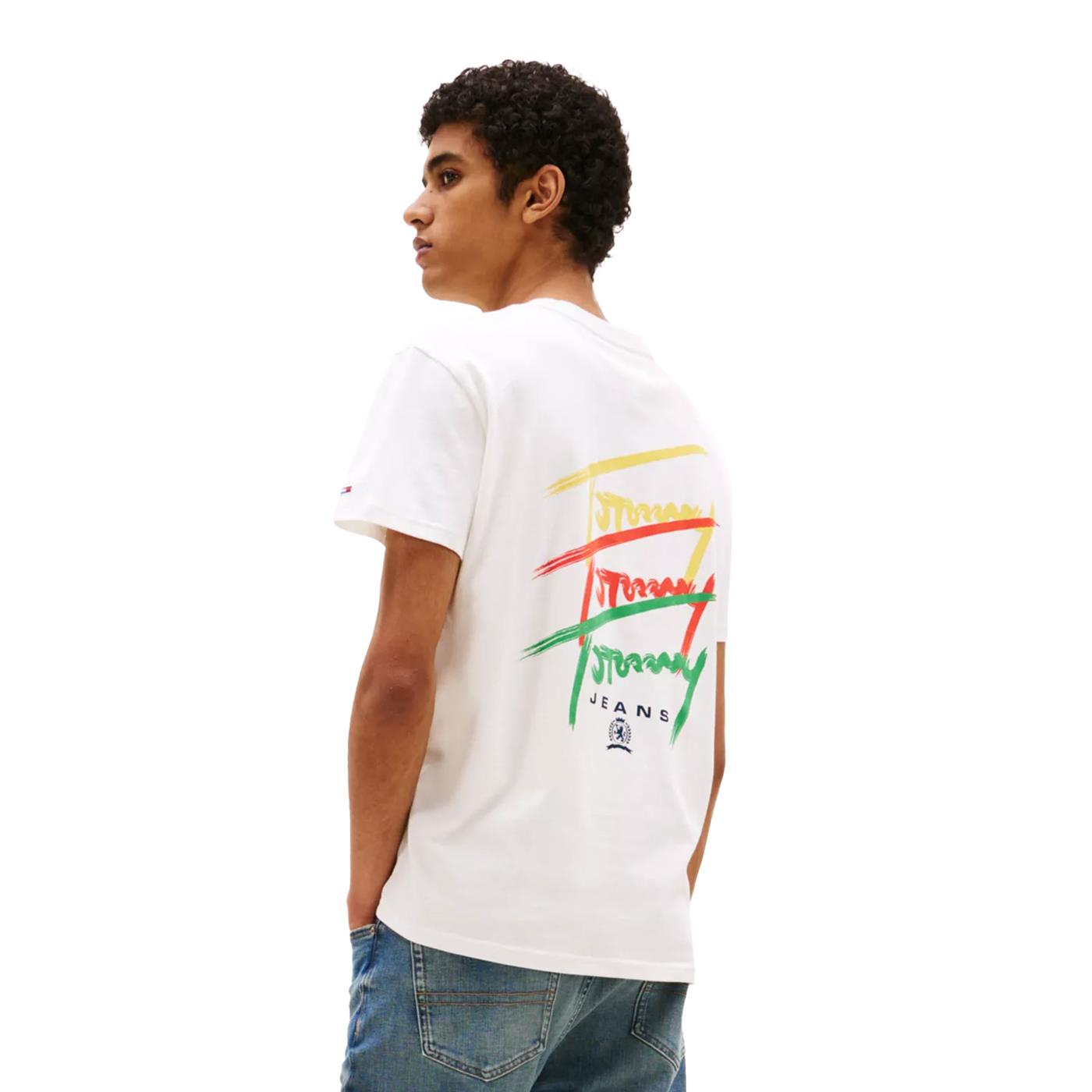 Tommy Jeans Regular Twisted Signature Tee Ecru - DM0DM20771YBL
