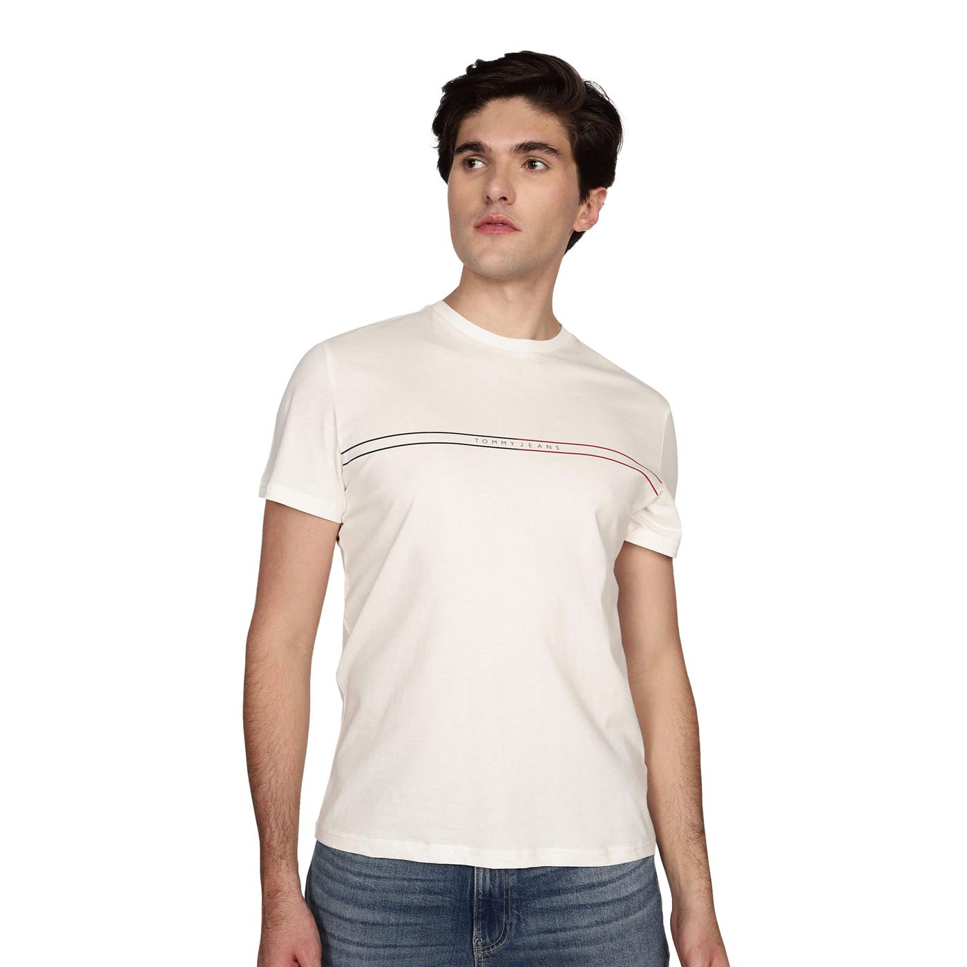 Tommy Jeans Slim Entry Graphic Tee Ecru - DM0DM20779YBL